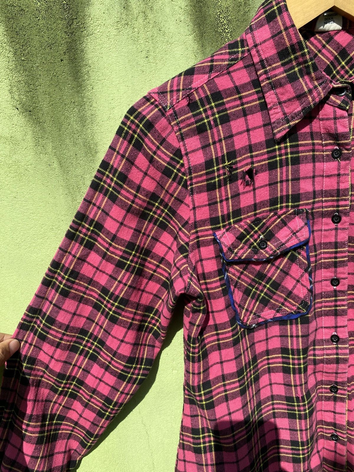 Dickies Dickies Pink Plaid Grunge Flannel Shirt Vintage Workwear Size ONE SIZE - 4 Thumbnail