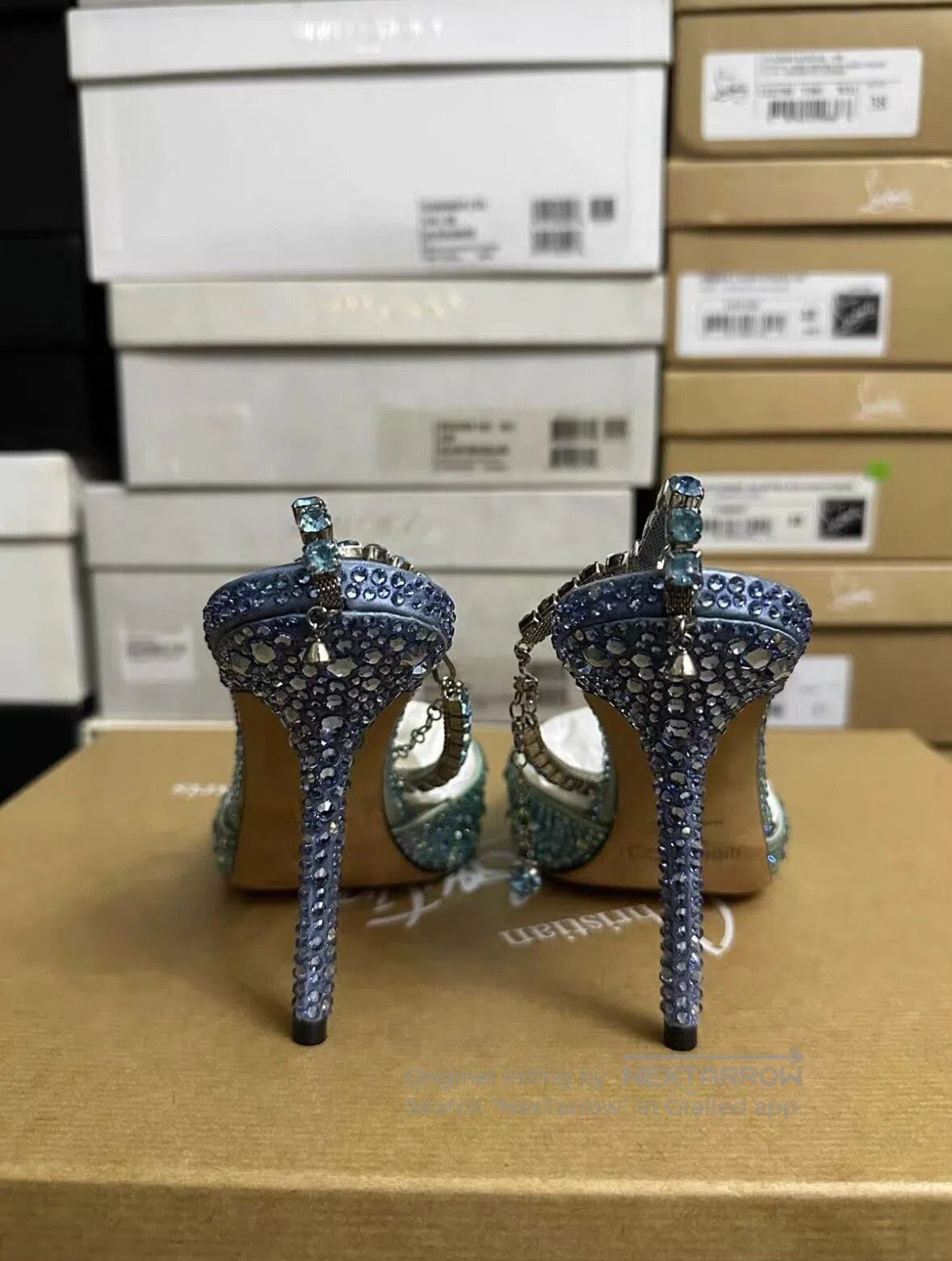 Jimmy Choo Jimmy Choo Blue Crystal Rhinestone Heels. Size US 6.5 / IT 36.5 - 3 Thumbnail