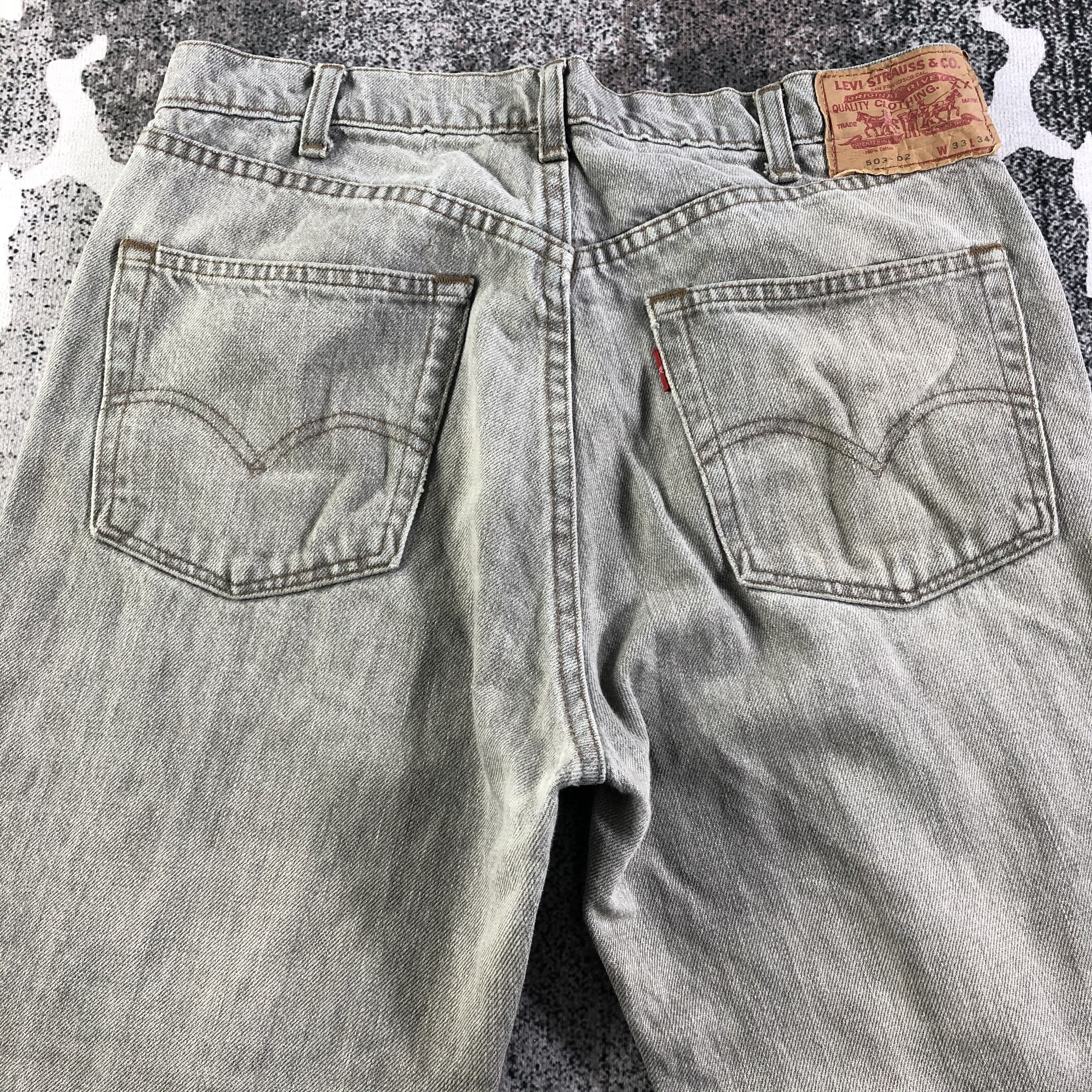 Levi's Vintage Levis 503 Jeans Distress Faded Gray Denim KJ2447 Size US 31 - 4 Thumbnail