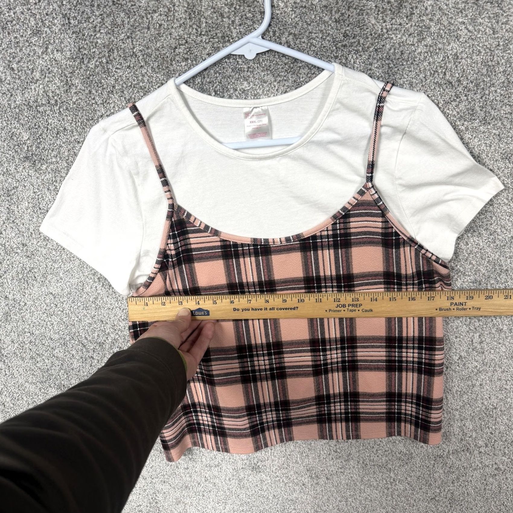 Vintage No Boundaries T-Shirt XXXL Juniors Layered Plaid Cami Overlay Crew Neck Short Sleeve Casual Summer Vintage No Boundaries Size XXL / US 16-18 / IT 52-54 - 3 Thumbnail