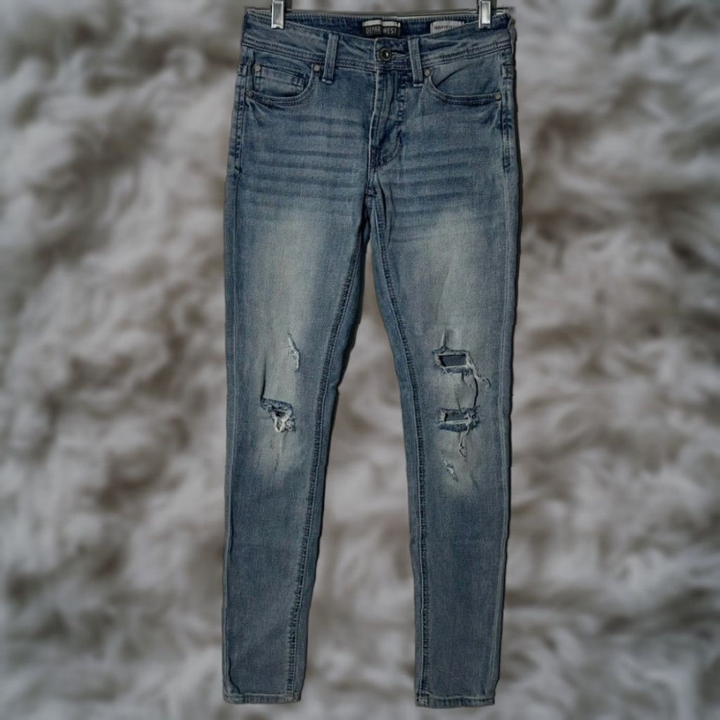 Vintage DEPART WEST Trouper Skinny Jeans Men's Blue Denim Distressed 26x32 Size 28 Inseam 32 Regular Mens Size US 28 / EU 44 - 1 Thumbnail