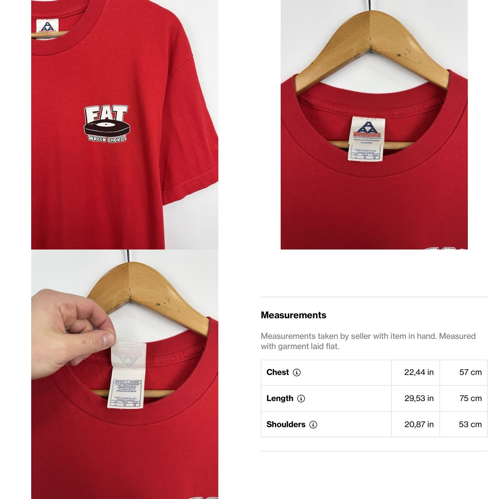 Vintage VINTAGE Fat Wreck Chords Punk Rock USA Label T-Shirt NOFX Size L Red/Gray Mens Shirt Size US L / EU 52-54 / 3 - 8 Thumbnail