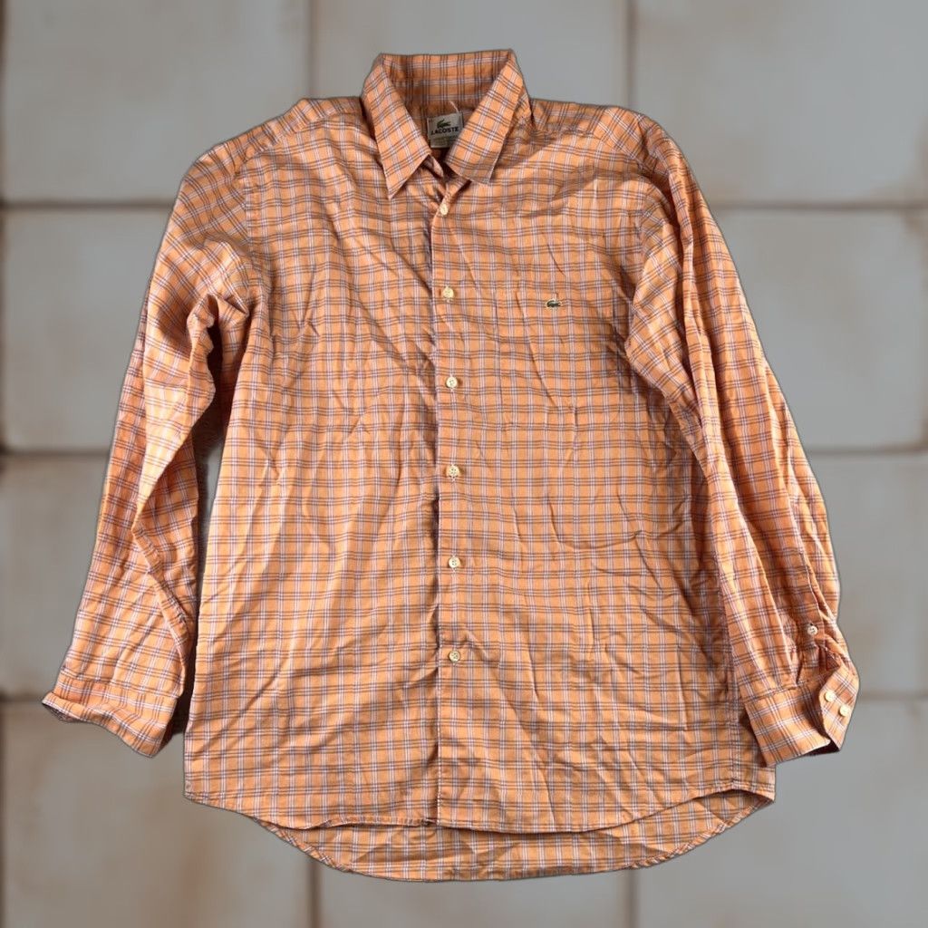 Lacoste VINTAGE Lacoste Shirt Men’s Large 42 Orange Plaid Button Up Cotton Long Sleeve READ Size US L / EU 52-54 / 3 - 1 Thumbnail