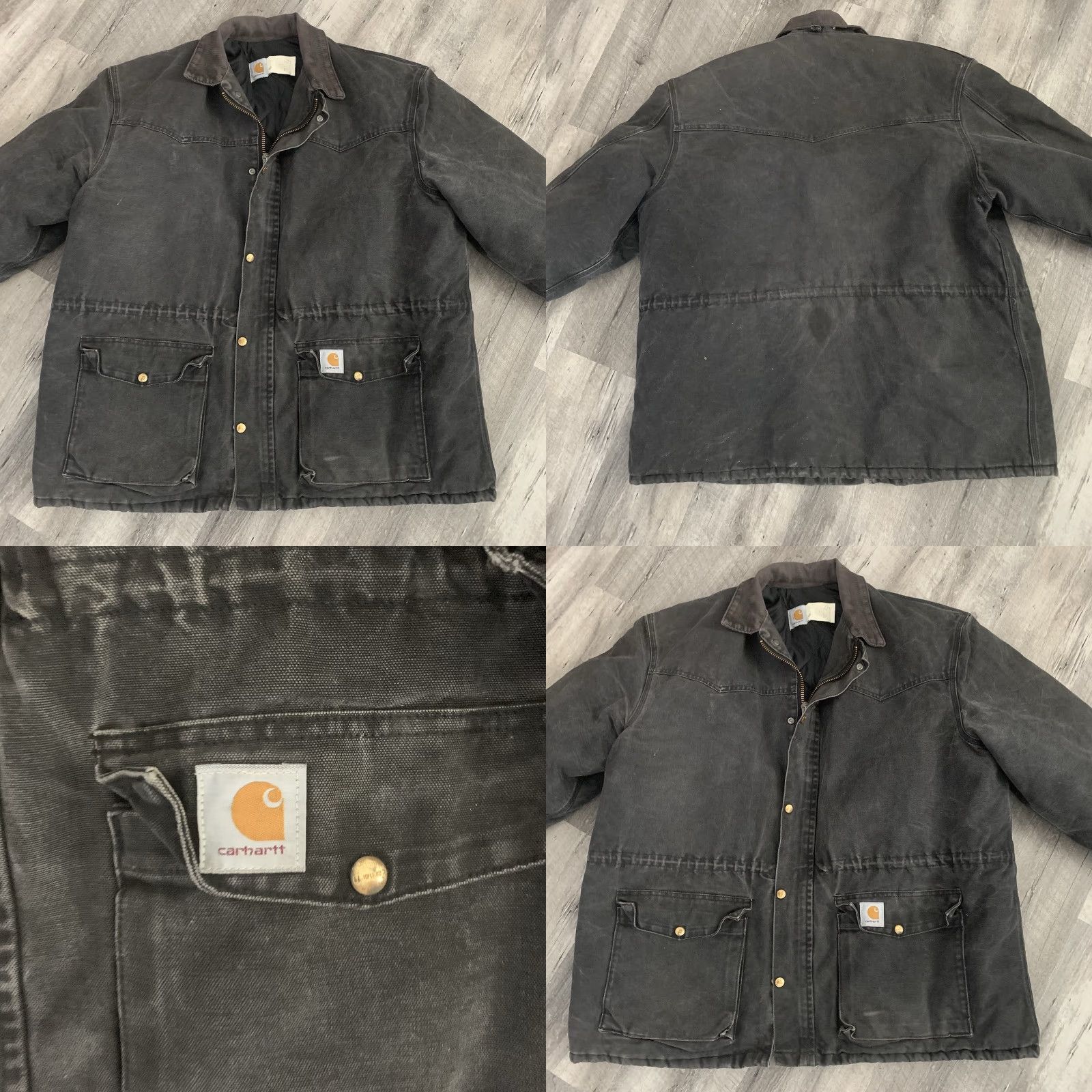 Carhartt VINTAGE Carhartt C05 Barn Jacket Mens 2XL Gray Black Quilted Lined Corduroy Collar USA Size US XXL / EU 58 / 5 - 8 Thumbnail