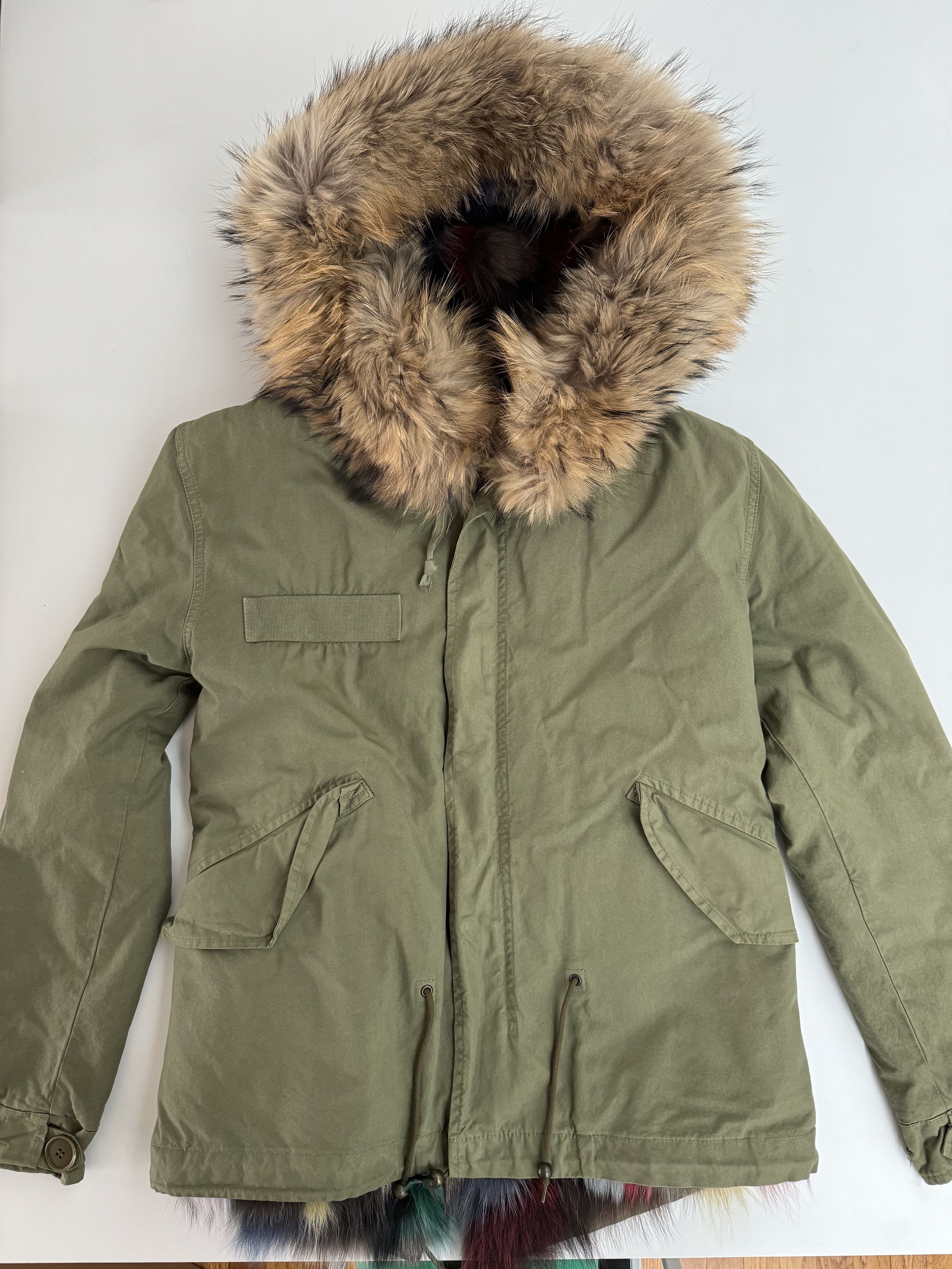 MR & MRS Army Patch Fox Fur Lined Parka
