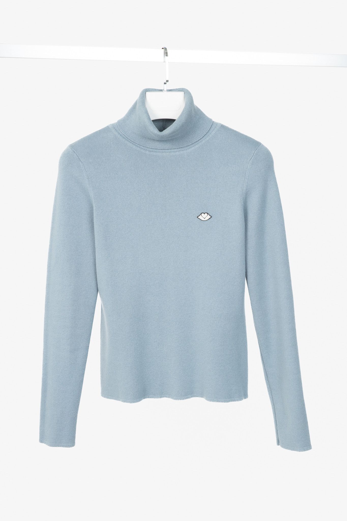 See by Chloe See by Chloe Dusty Blue Cotton & Wool Bisou Turtleneck Size L / US 10 / IT 46 - 1 Thumbnail
