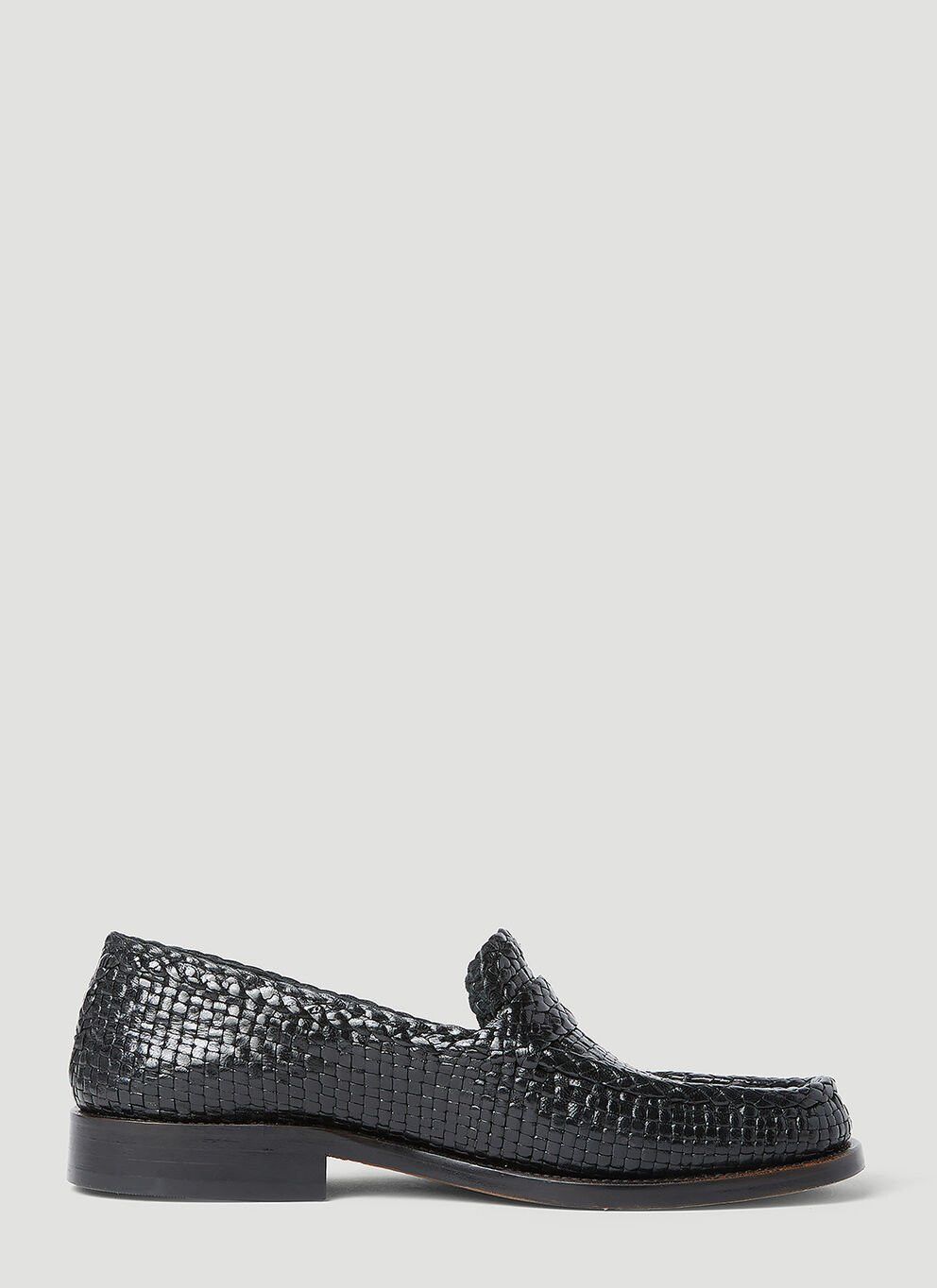 image of Marni Woven Leather Bambi Loafers in Black, Women's (Size 9)