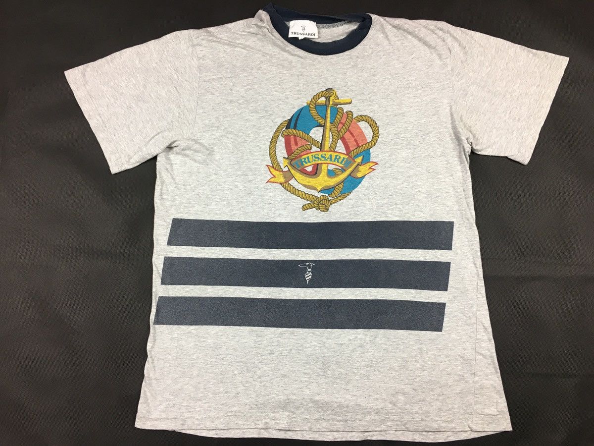 Trussardi × Vintage Vintage 90s Trussardi Big Anchor Logo Printed Tee Size US L / EU 52-54 / 3 - 1 Thumbnail