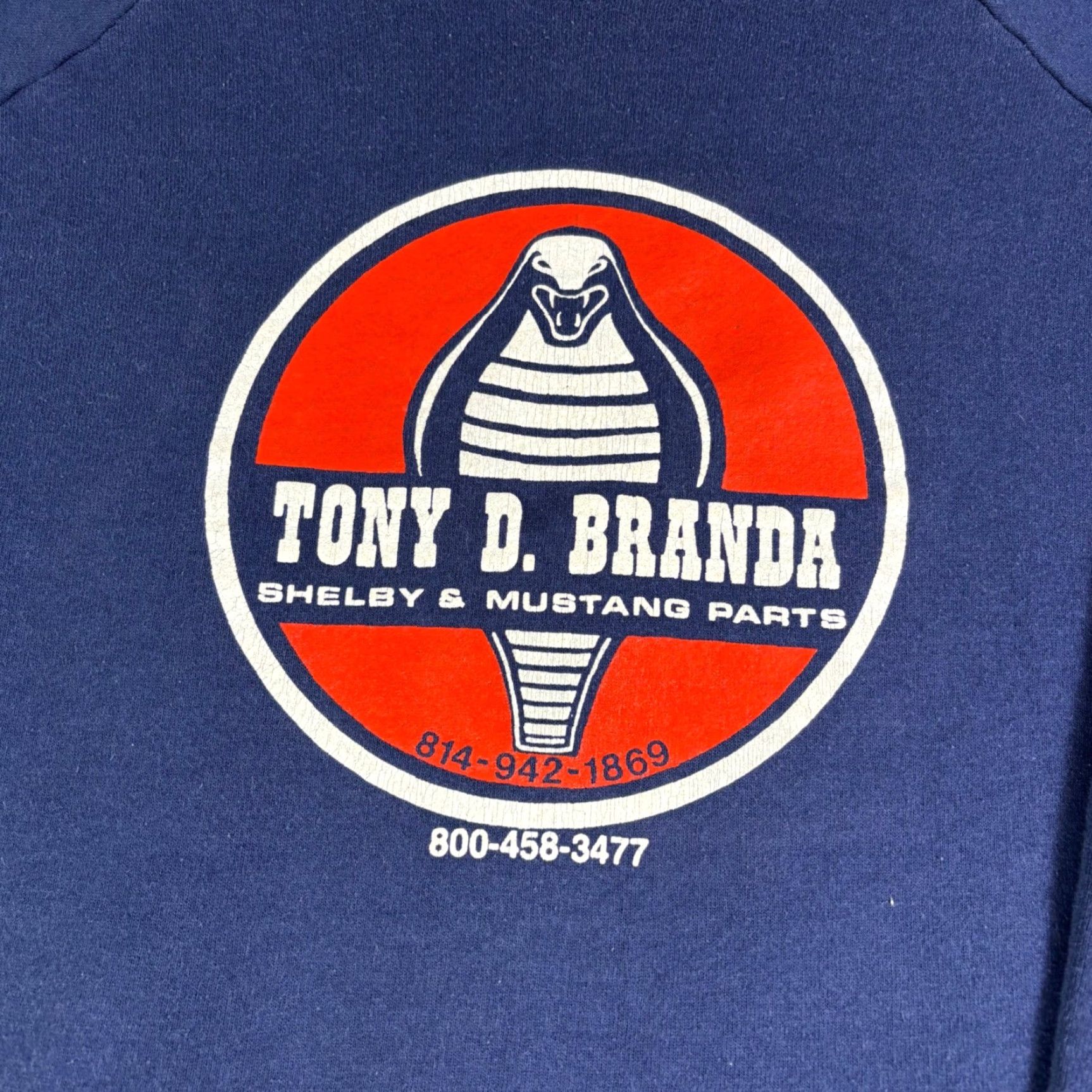 Fruit Of The Loom VINTAGE Tony D Branda Shelby Mustang Parts Cobra Graphic Sweatshirt Mens XL Navy Blue Size US XL / EU 56 / 4 - 7 Thumbnail