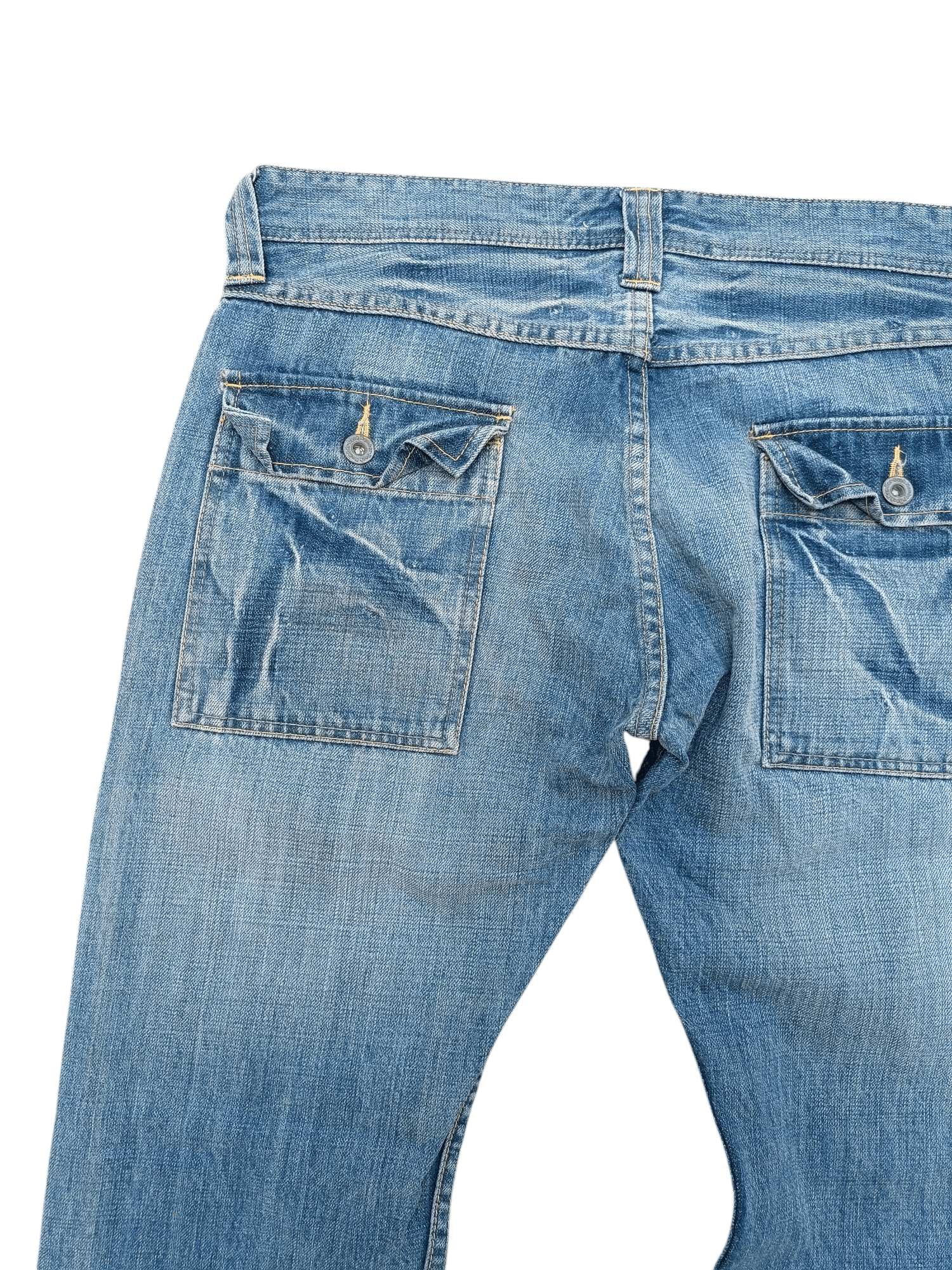 Designer VINTAGE 🔥 Back Number Japan Bush Pant Distressed Denim Size US 33 - 12 Thumbnail