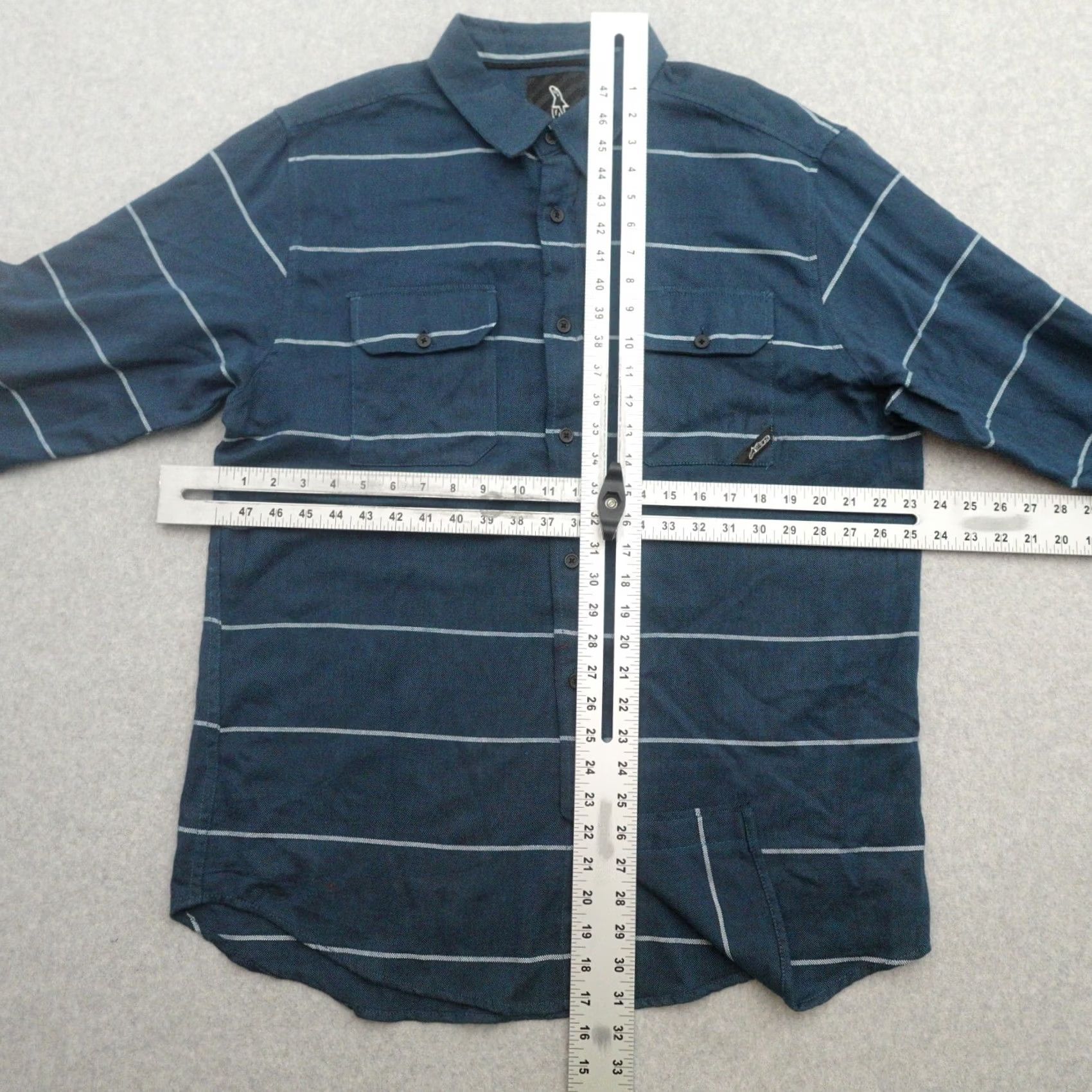 Alpinestars Mens Alpine Stars Long Sleeve Button Up Shirt SIZE XL Striped in Blue 23x31 Size US XL / EU 56 / 4 - 2 Thumbnail