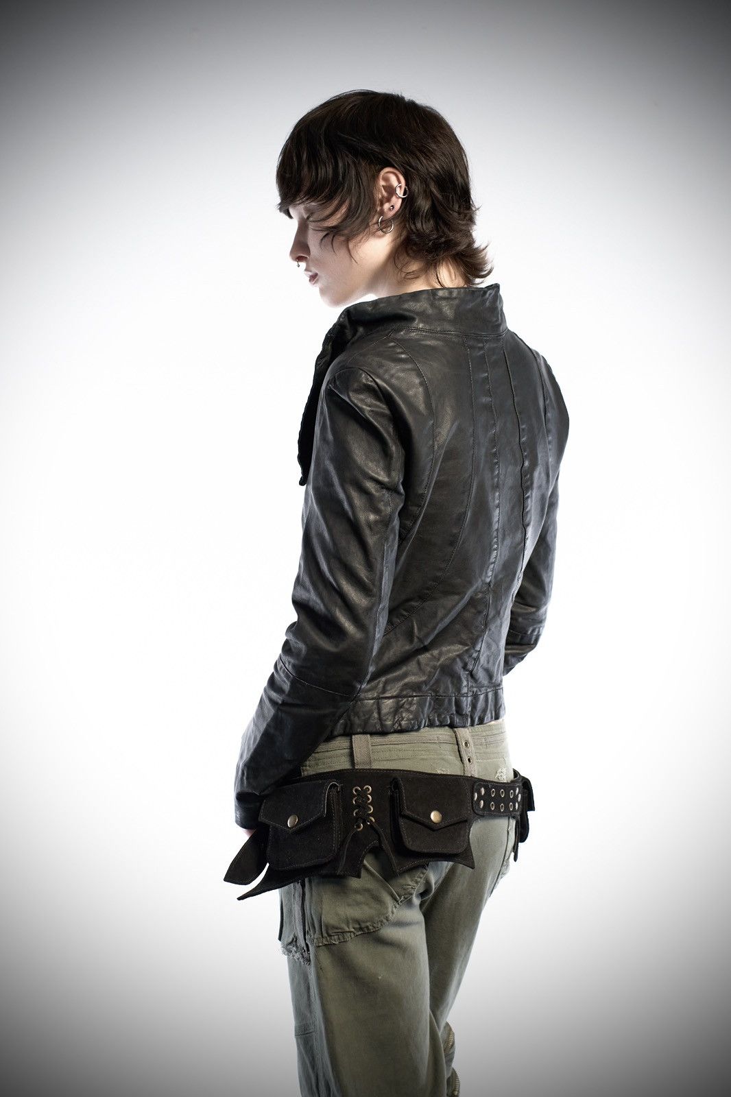 Rick Owens Style Asymmetric Archive Lambskin Leather Jacket
