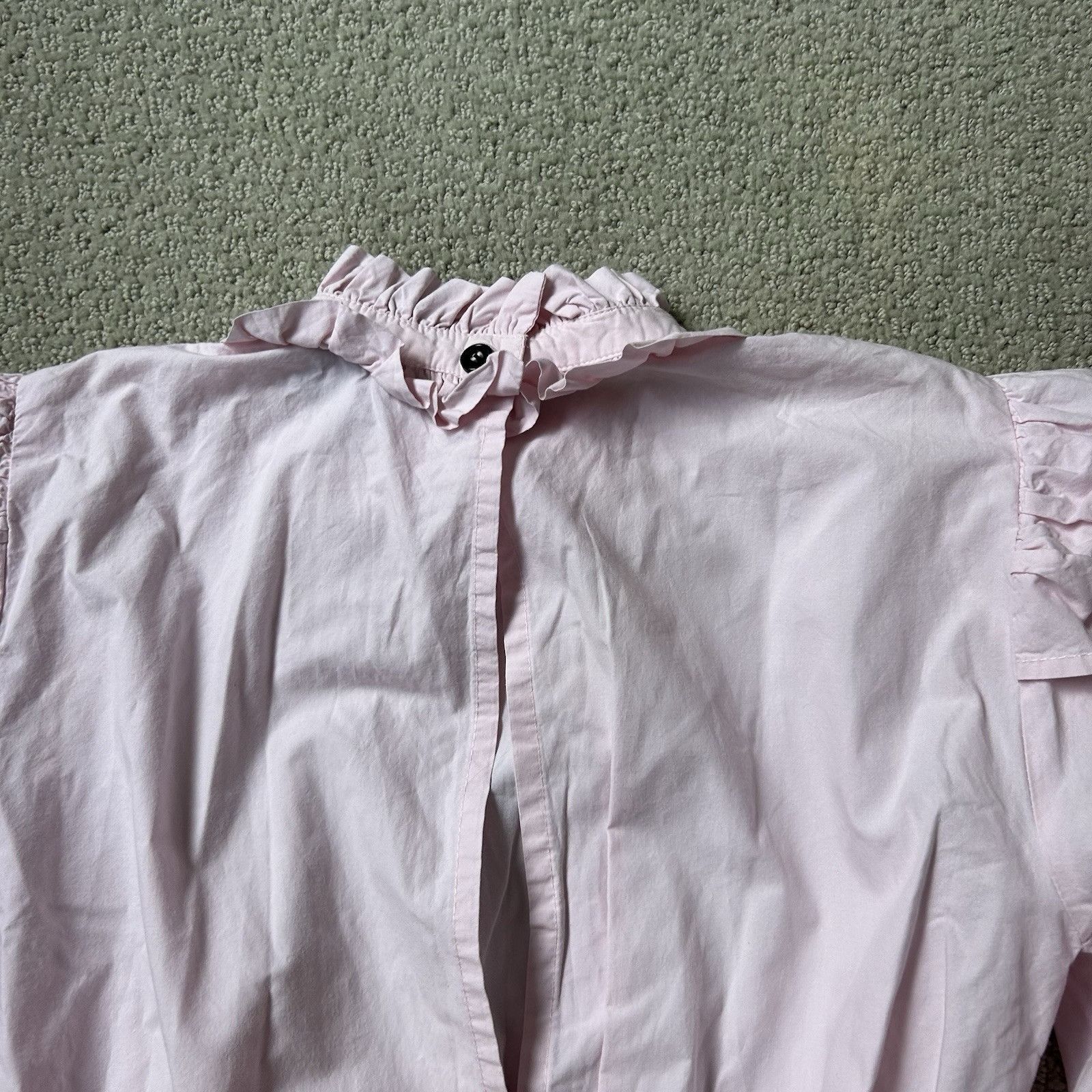 Ganni Ganni Women’s Top Pink Cotton Poplin Blouse Ruffled Cropped Size S / US 4 / IT 40 - 20 Thumbnail