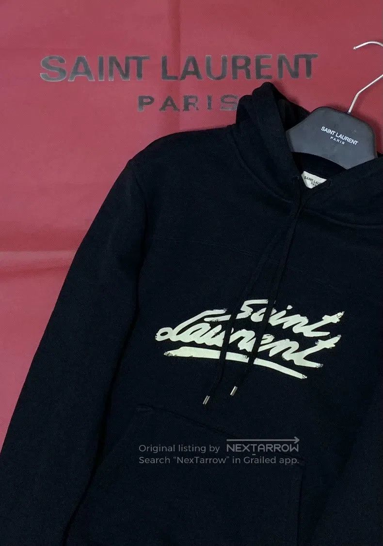 Saint Laurent Paris Saint Laurent Paris Black Slogan Fleece Hoodie Size US M / EU 48-50 / 2 - 6 Thumbnail