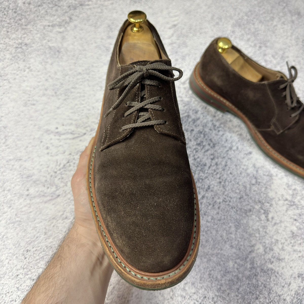 Designer × Handmade Gordon&Bros Mens Brown Suede Derbies US9 UK8 EU42 Size US 9 / EU 42 - 5 Thumbnail