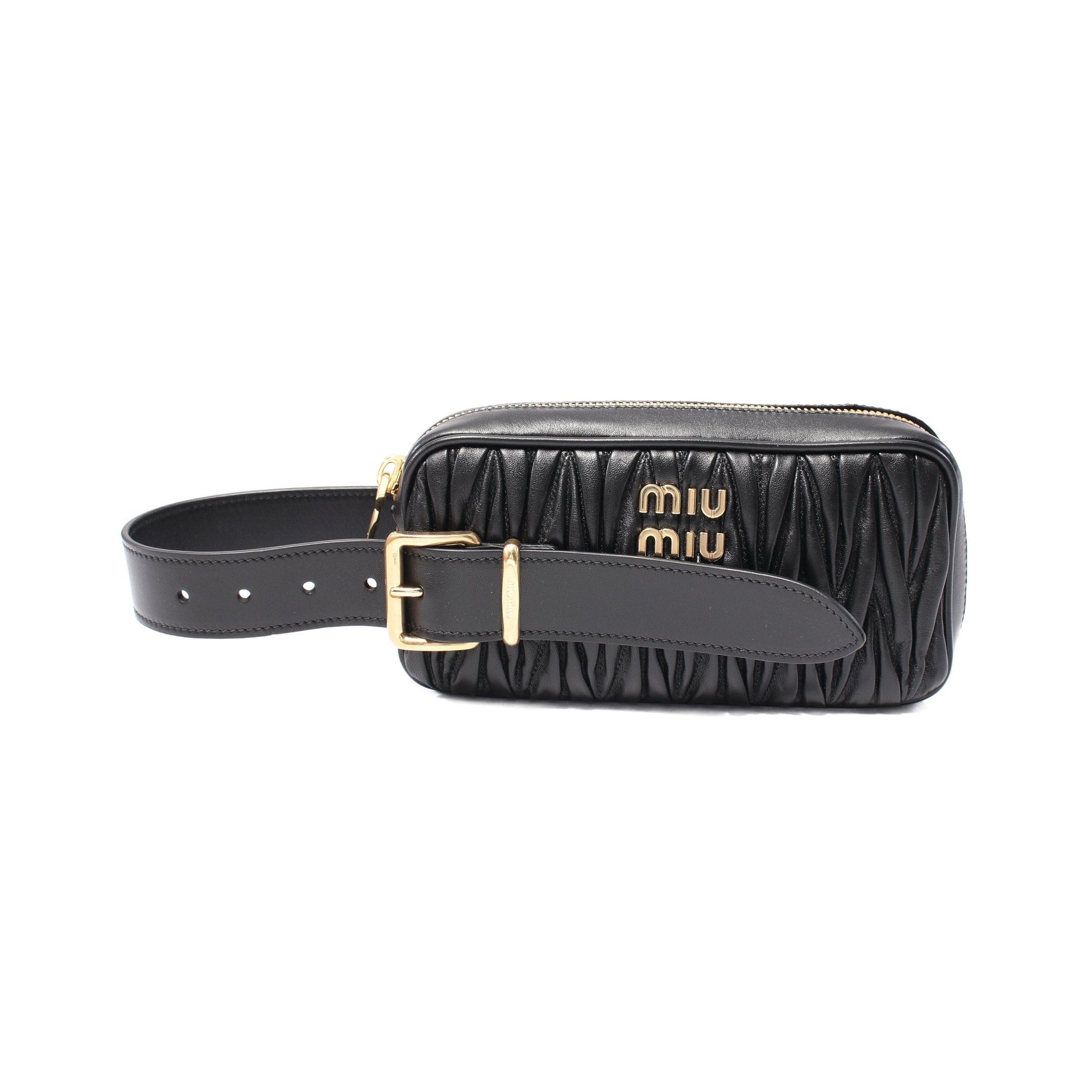 Miu Miu Matelasse Clutch Bag Leather Black