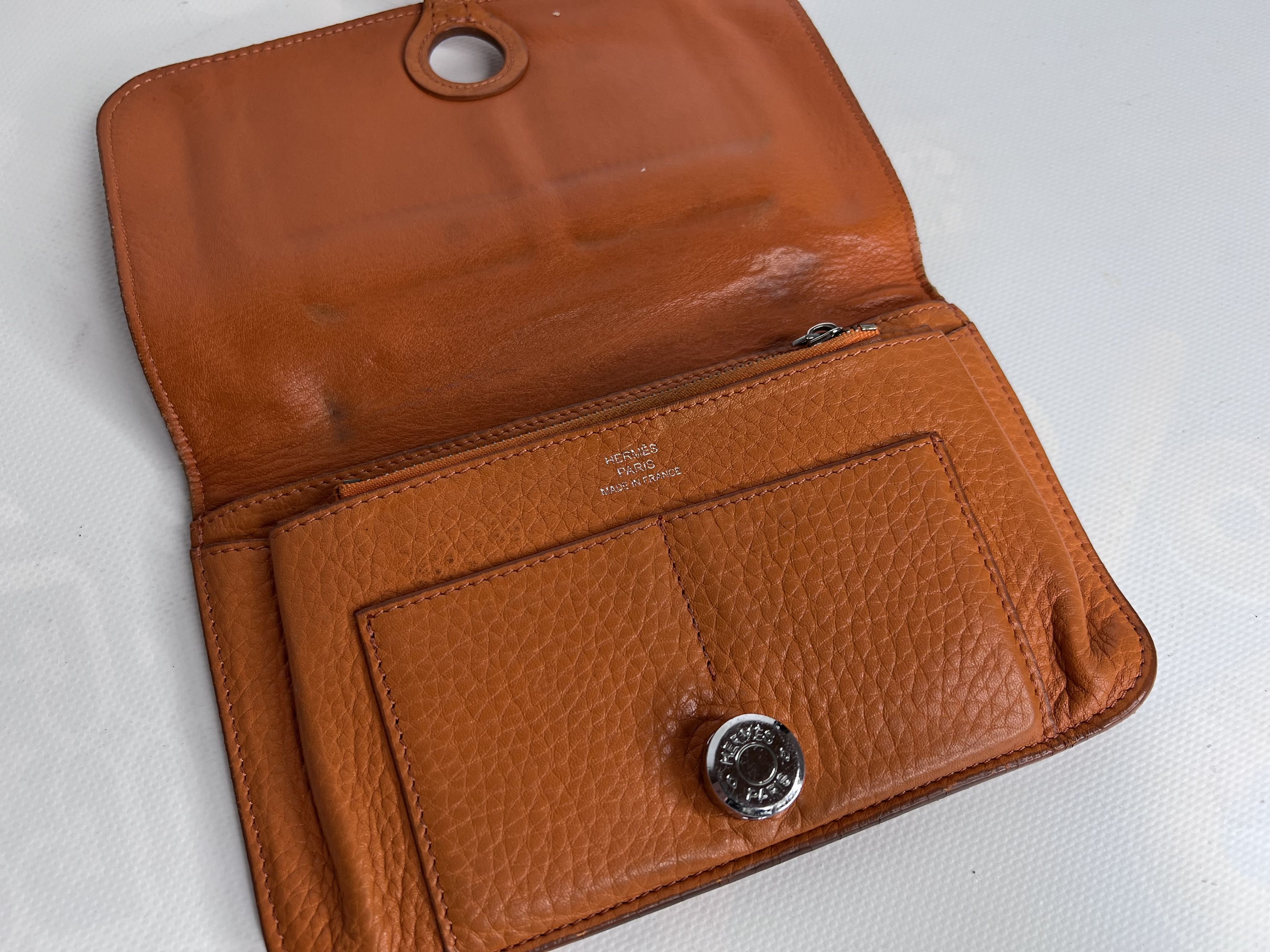 Hermes HERMES DOGON GM TOGO LEATHER LONG BIFOLD WALLET ORANGE Size ONE SIZE - 4 Thumbnail