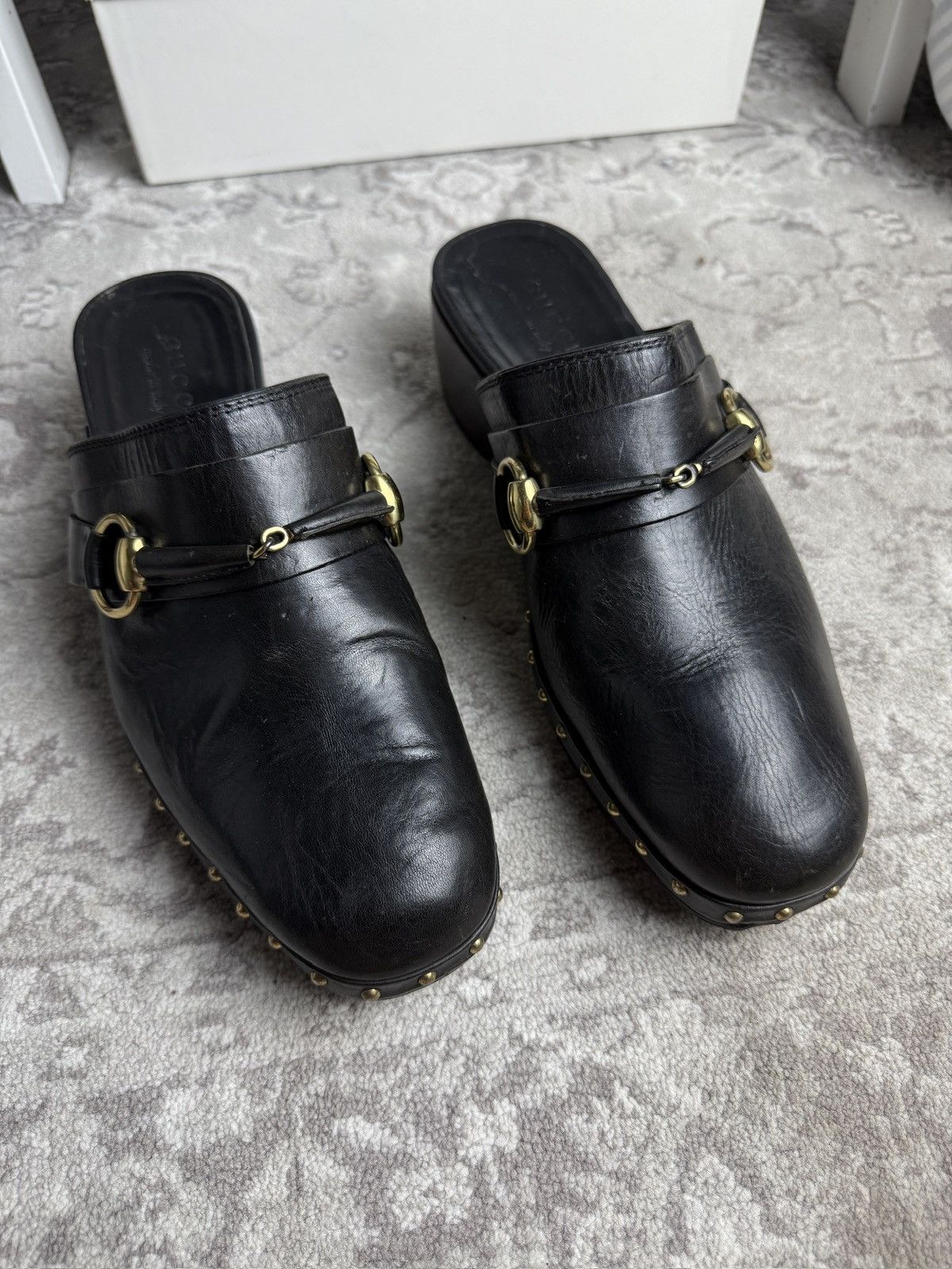 Gucci Gucci black horsebit leather clogs mules US10 designer luxury Size US 10 / EU 43 - 10 Thumbnail