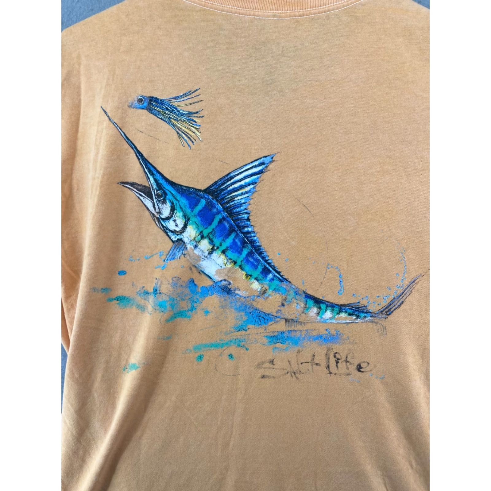 Vintage Salt Life Mens TShirt M Orange Marlin Fishing Pocket Shirt Beach Fish Graphi c Print Size US M / EU 48-50 / 2 - 7 Thumbnail
