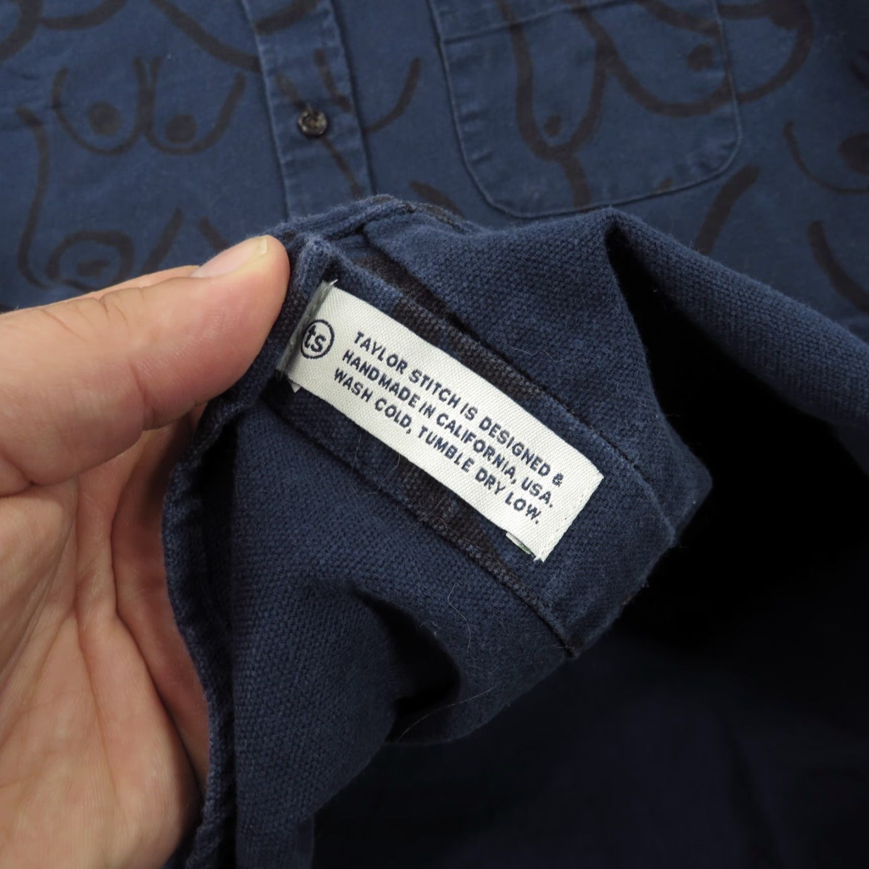 Taylor Stitch Taylor Stitch Shirt Mens 38 The Jack Blue Black Made in USA Breast Graphic Print Shirt Size US M / EU 48-50 / 2 - 7 Thumbnail