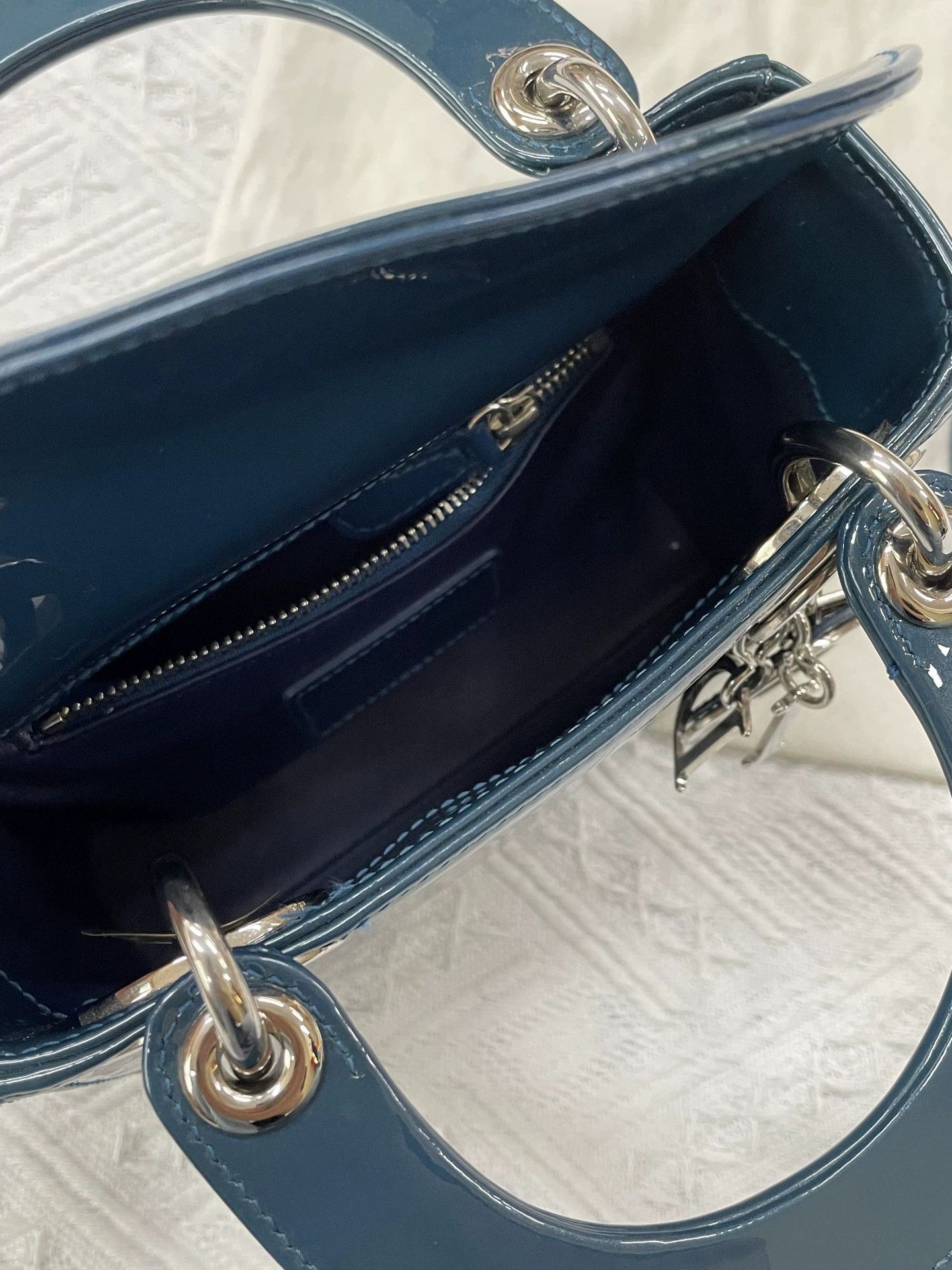 Dior Dior Lady Dior 3 Blue Patent w/ Strap & Dust Bag Size ONE SIZE - 4 Thumbnail