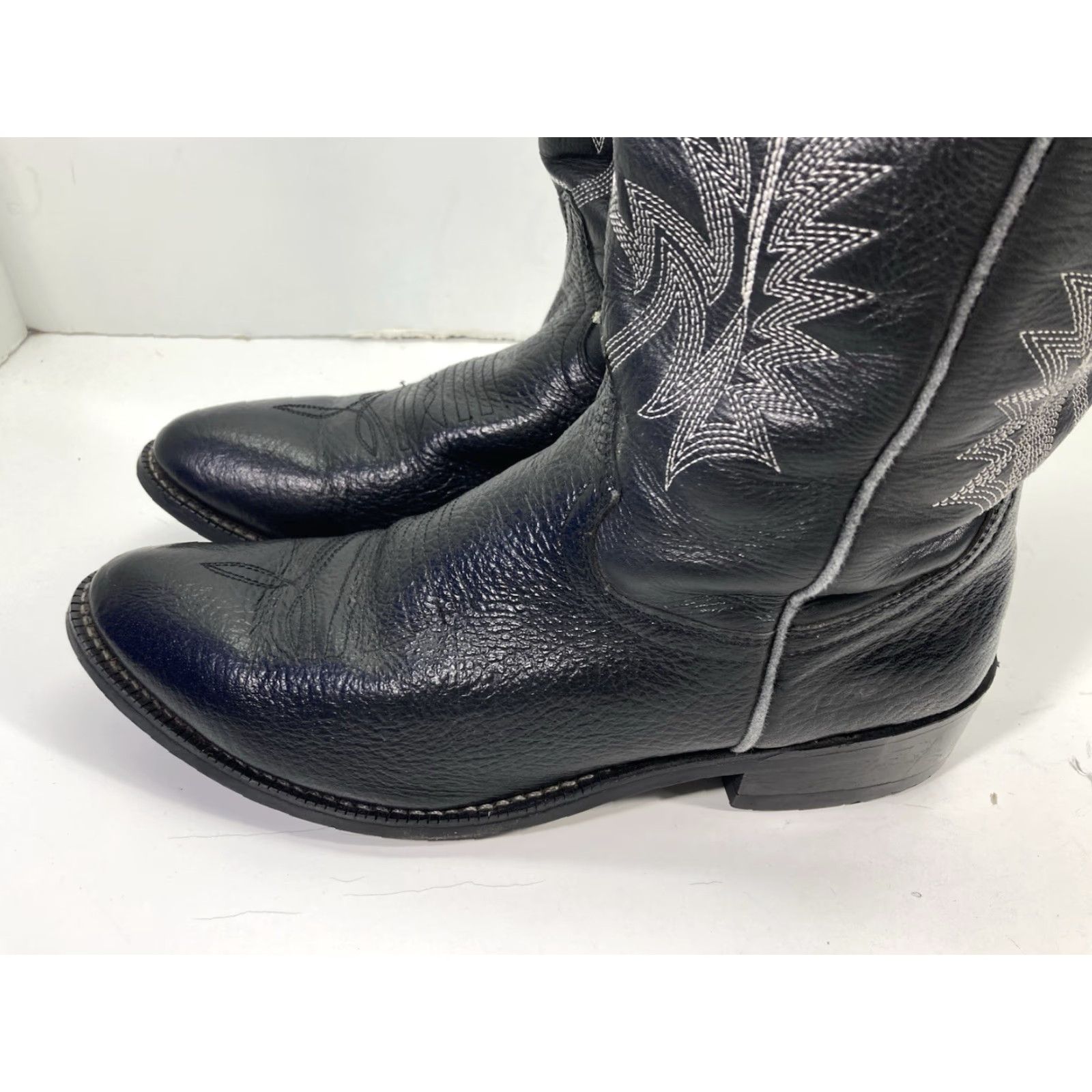 Vintage Cowtown Boots Men 10.5 D Black Leather Western Western Cowboy Boot Cowtown Boots Mens Leather Western Rodeo Superb Size US 11 / EU 44 - 6 Thumbnail