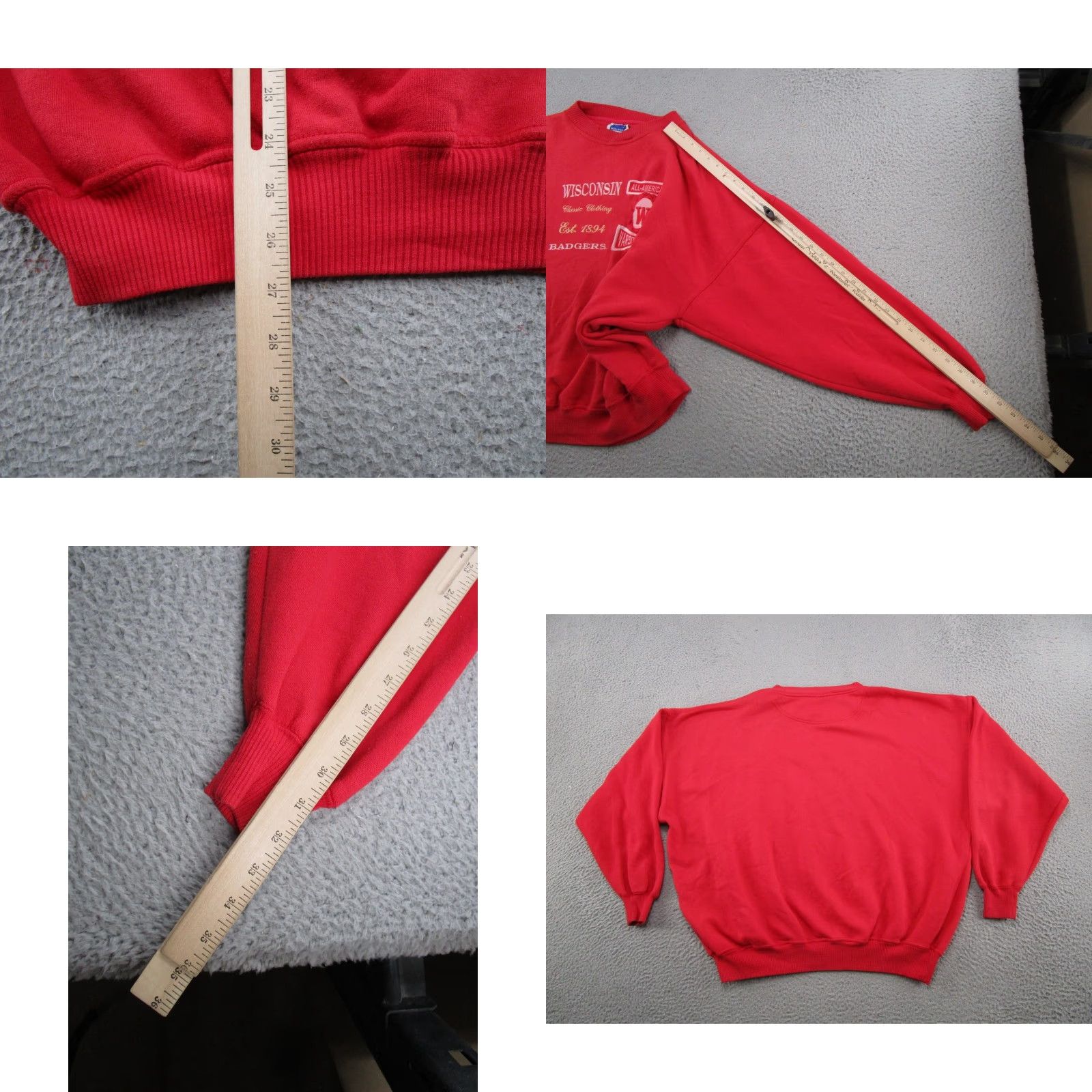 Vintage VINTAGE Wisconsin Badgers Embroidered Sweatshirt XL Red Men Crew Neck Pullover 90s Sports Accents: Embroidered Size US XL / EU 56 / 4 - 8 Thumbnail