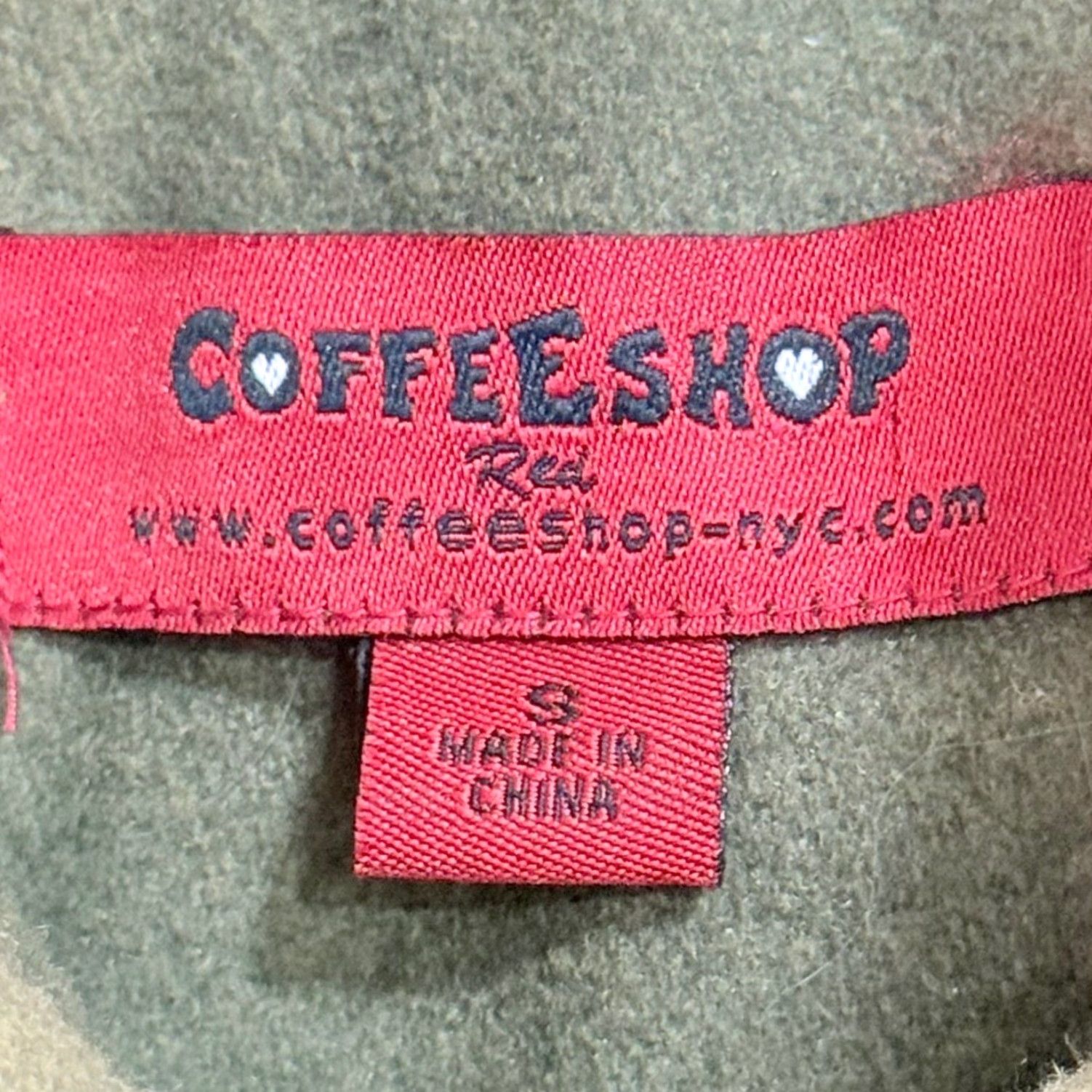 Vintage Coffeeshop Olive Green Wool Blend Pea Coat Womens Small Funnel Neck Double Breasted Button Size S / US 4 / IT 40 - 4 Thumbnail