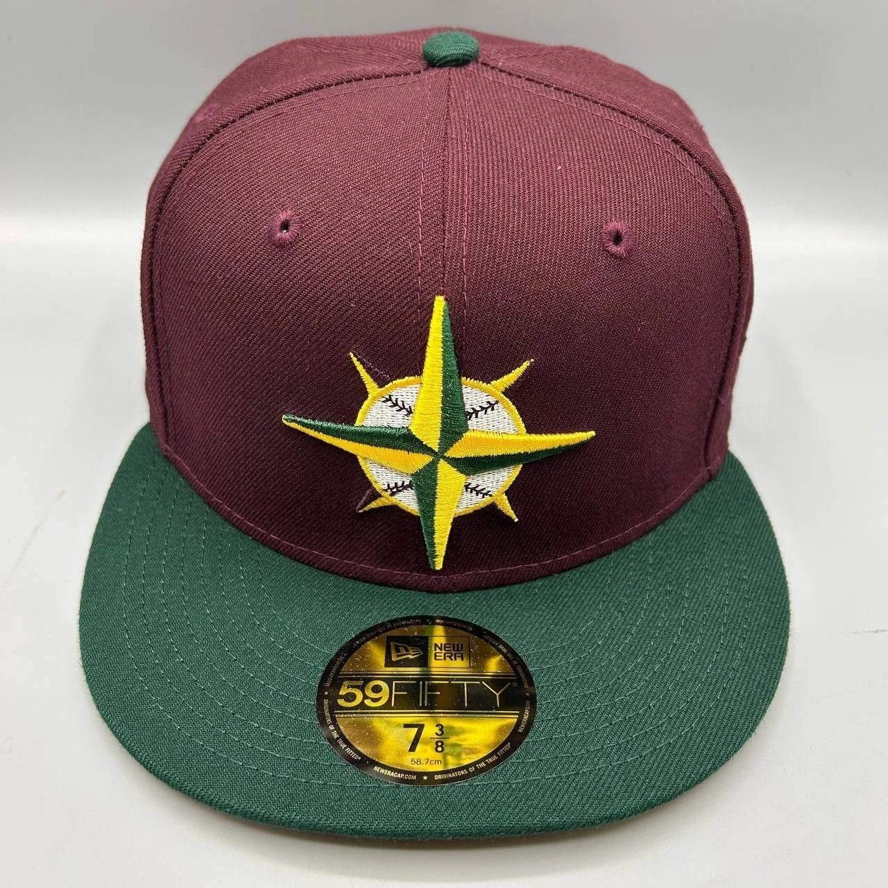 New Era Seattle Mariners Hat Men 7 3/8 Red Green MLB Fitted Cap New Size ONE SIZE - 1 Thumbnail