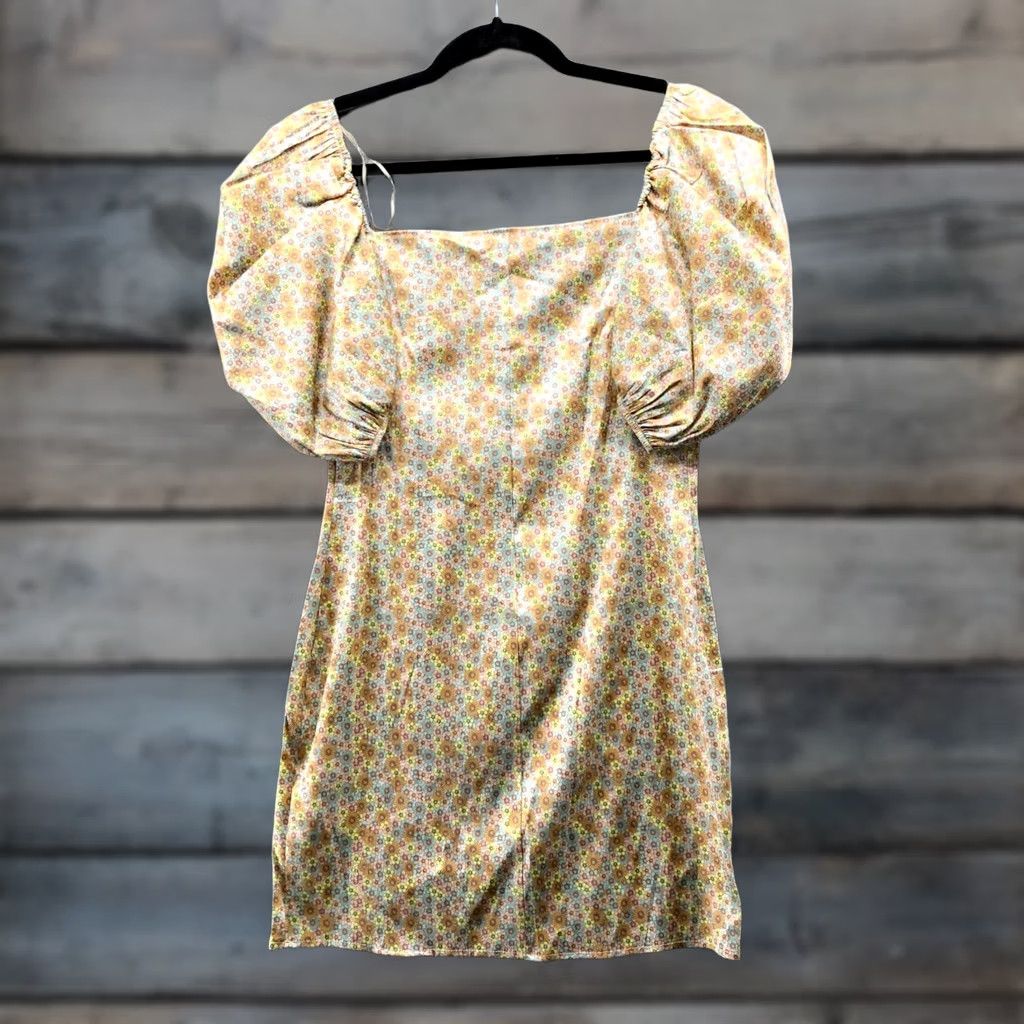 zara floral jacquard knit dress ZARA Tunic Sweater Short Long Sleeve Print L Womens Multicolor Mini dress