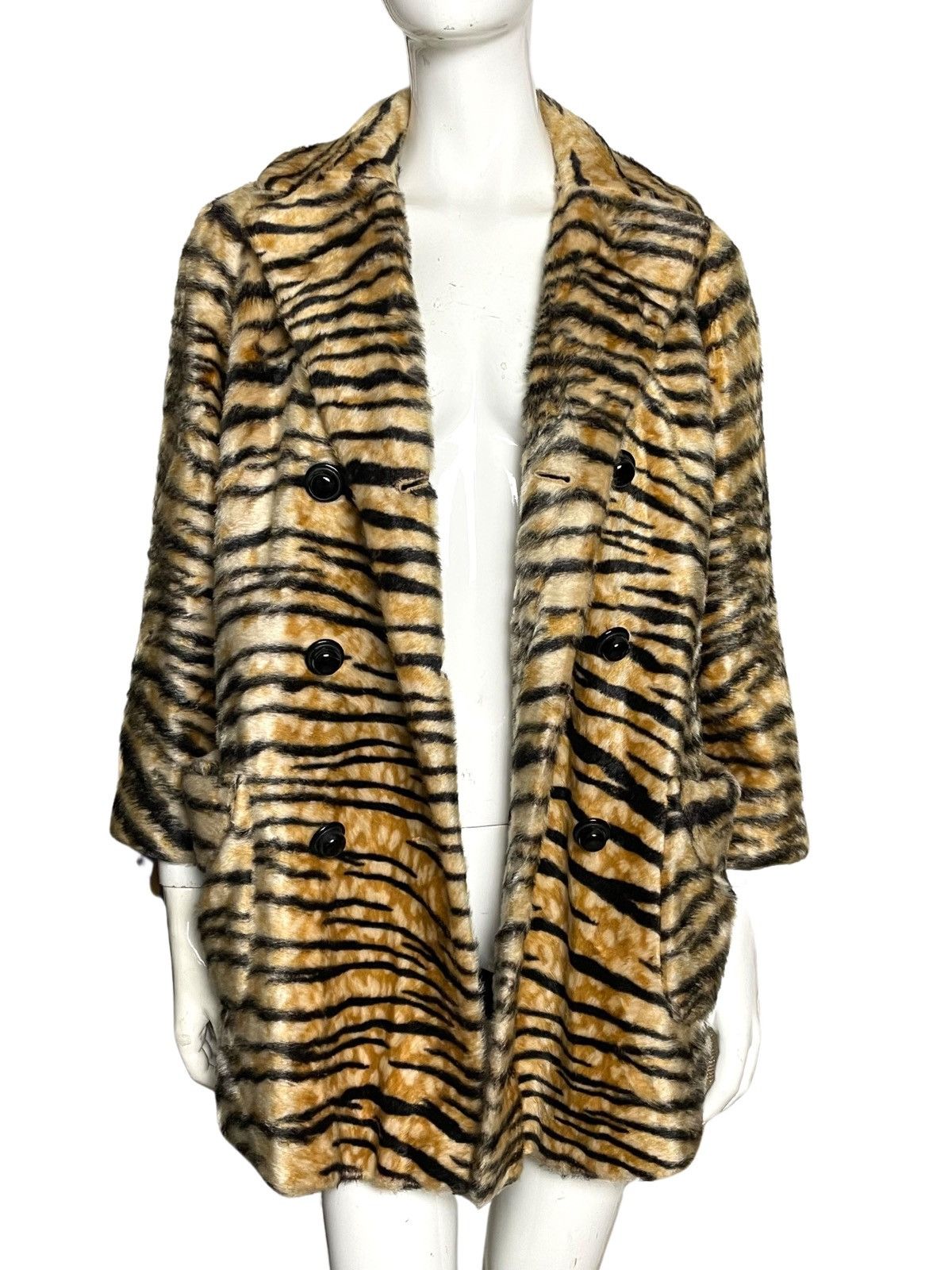 image of Dan Millstein New York Vintage Faux Fur 1950S Coat in Tiger, Women's (Size Small)