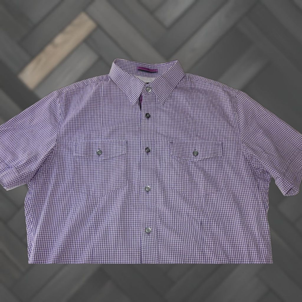 Banana Republic Banana Republic Shirt Button-Up Short Sleeve S Men Purple Cotton Check Regular Front Size US S / EU 44-46 / 1 - 1 Thumbnail