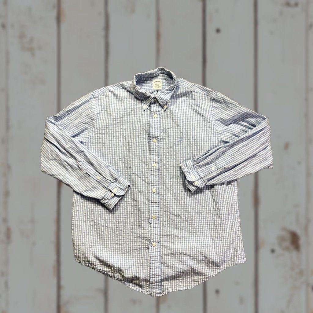 Brooks Brothers Brooks Brothers Shirt Mens Medium Blue Check Regent Long Sleeve Button Down Size US M / EU 48-50 / 2 - 1 Thumbnail