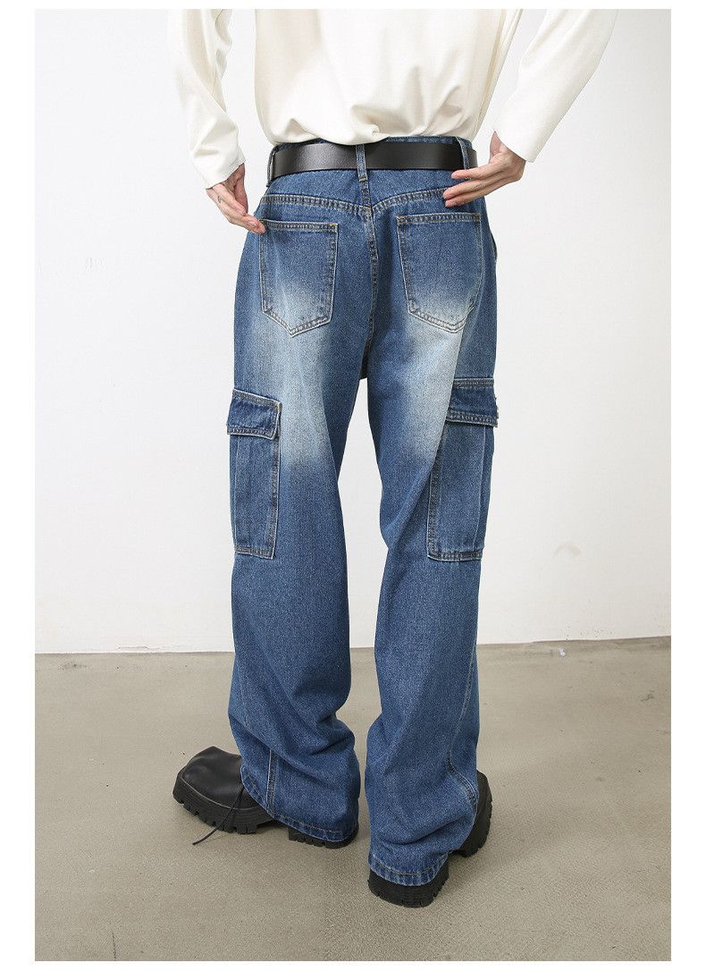 Japanese Brand American style multi-pocket overalls washed cargo jeans Size US 32 / EU 48 - 6 Thumbnail