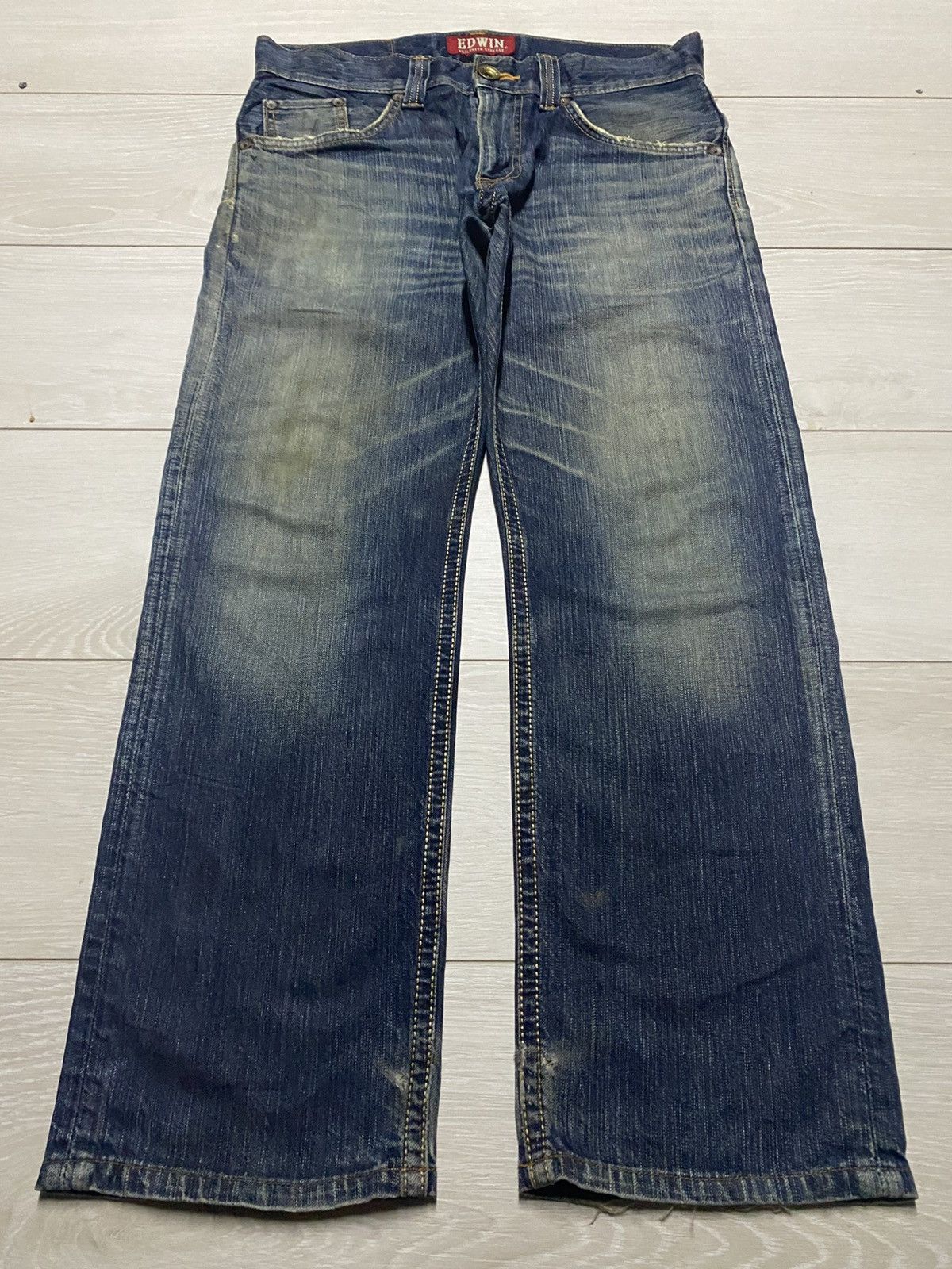 Junya Watanabe Edwin Exclusive Vintage Mud Wash Distressed Repair Jeans Size US 34 / EU 50 - 1 Thumbnail