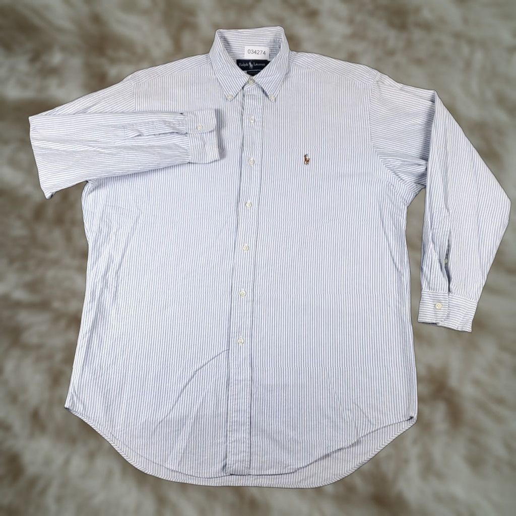 Ralph Lauren Ralph Lauren Shirt Mens 16 Blue Striped Dress Button Up Long Sleeve Size 42R - 1 Thumbnail