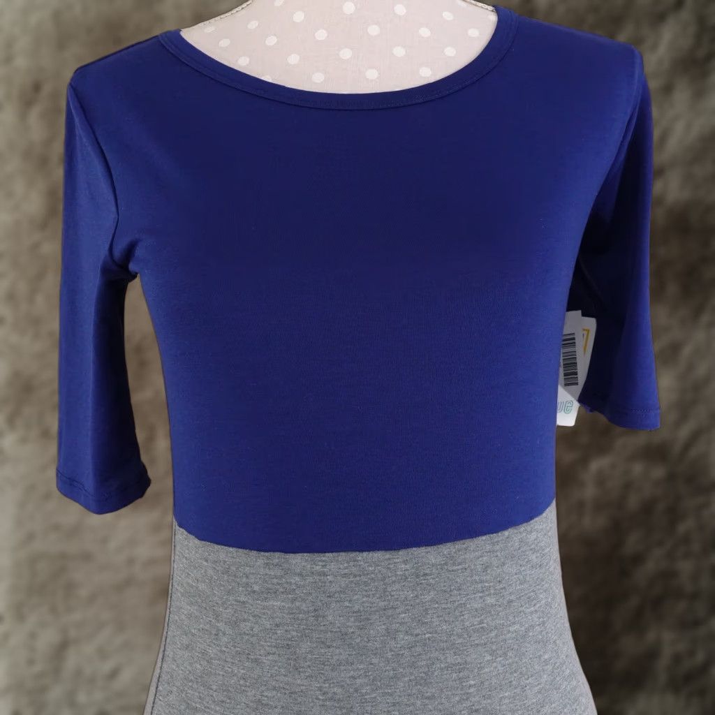 Vintage NWT LULAROE JULIA BLUE GRAY DRESS WOMENS SIZE XS NEW Size XS / US 0-2 / IT 36-38 - 1 Thumbnail