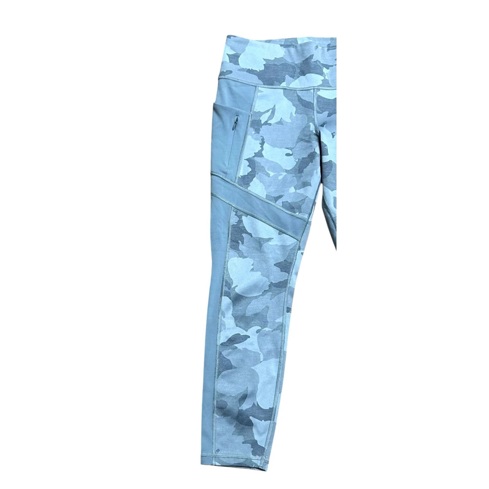 Athleta VINTAGE? Athleta Gray Camo Sz Large Workout Tight Powerlift Leggings Zipper Stash Pockets Size 36" / US 14 / IT 50 - 3 Thumbnail