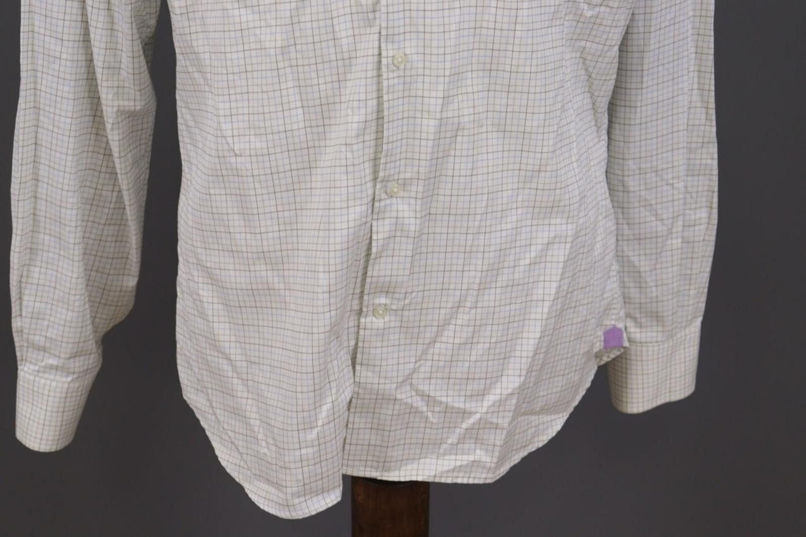 Designer Hackett London Tailored Fit White Check Shirt Size 42 16.5 Size US M / EU 48-50 / 2 - 2 Thumbnail