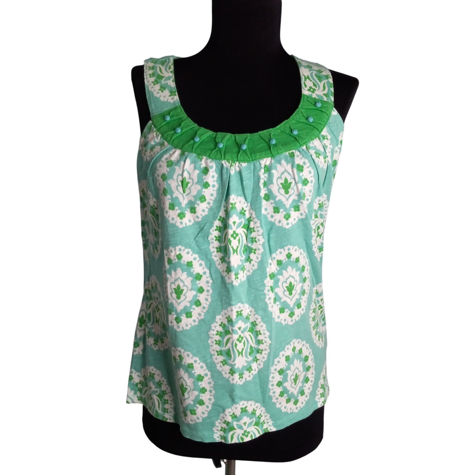 Boden Boden Size S UK10 US6 Tank Top Womens Green White Patterned Size M / US 6-8 / IT 42-44 - 1 Thumbnail