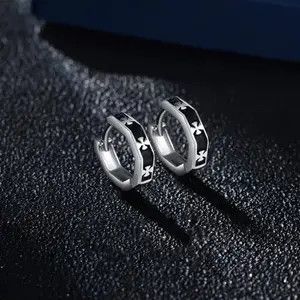 Other × Sterling Silver 925 Silver Plated Cross Hoop Earrings for Men Women Size ONE SIZE - 1 Thumbnail