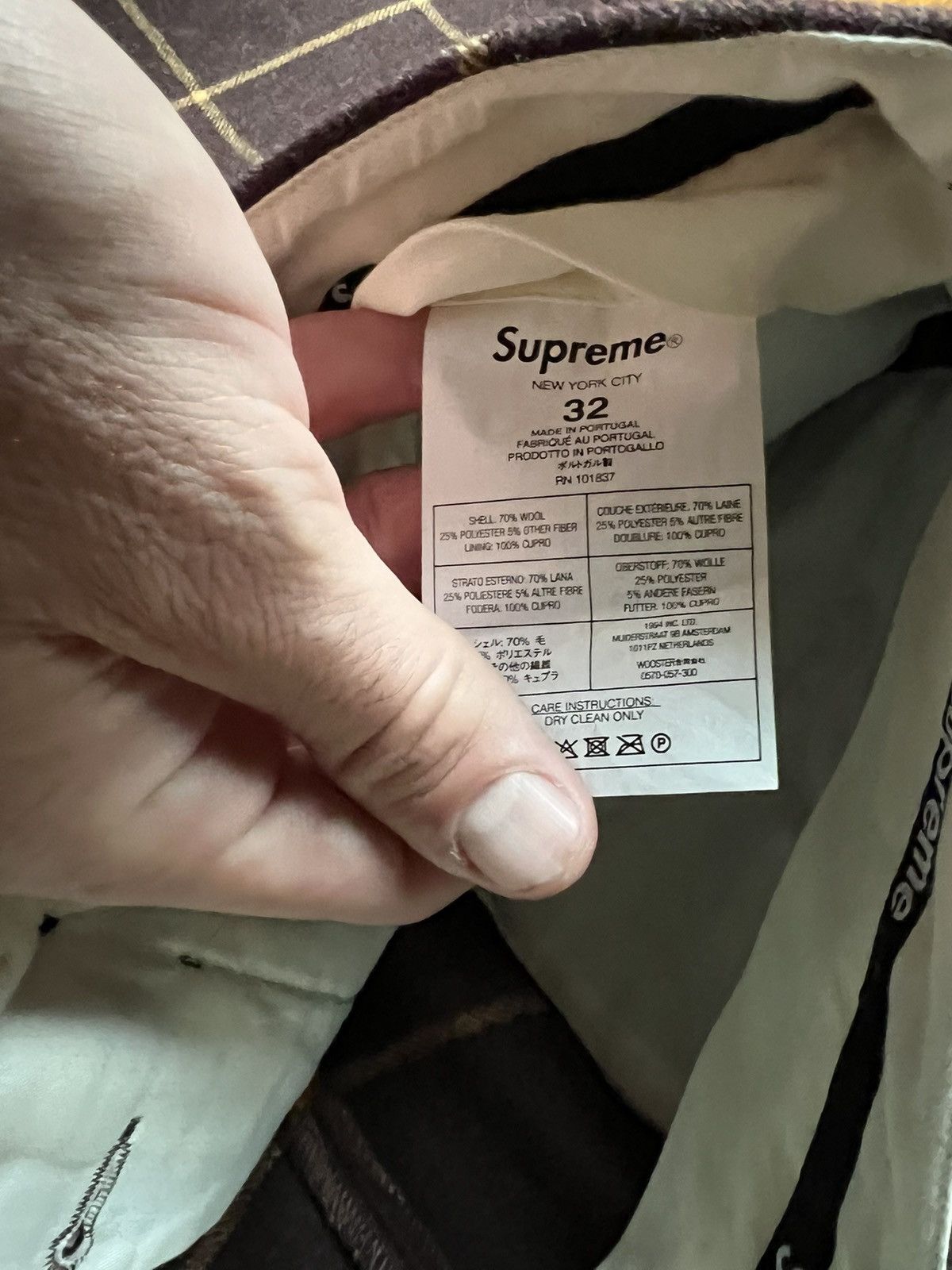 Supreme Supreme windowpane wool trouser | Grailed