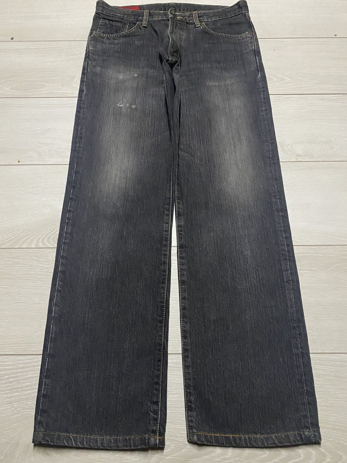 Edwin Vintage Edwin 503 Black Denim Tears Distressed Loose Jeans Size US 32 / EU 48 - 1 Thumbnail