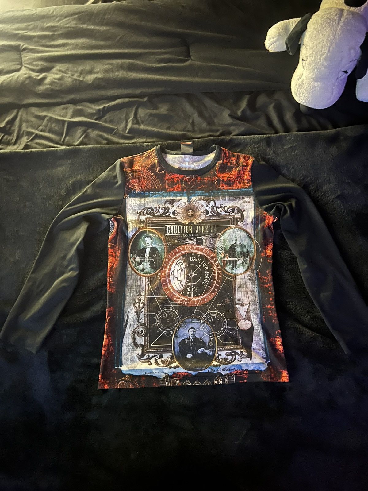image of Jean Paul Gaultier Ss00 Power Net Nikola Tesla Long Sleeve in Black, Men's (Size Medium)
