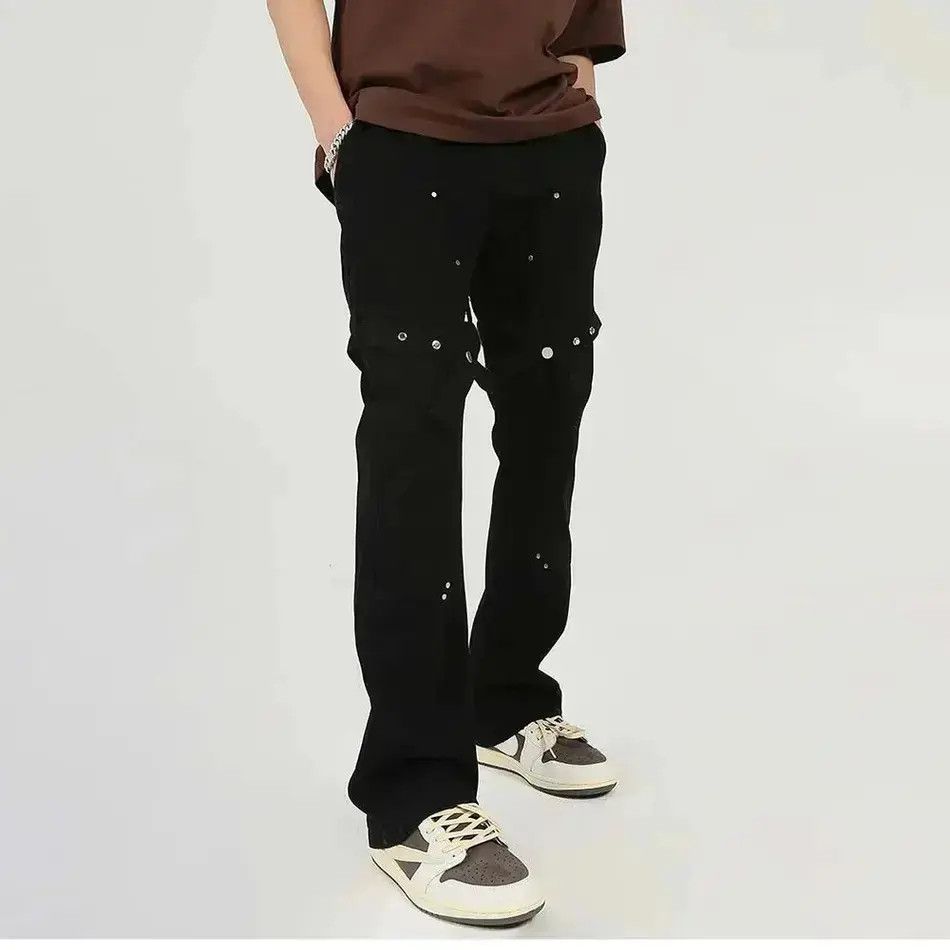 Japanese Brand Y2K Jeans with Pockets Baggy Belt High Loose Trousers Size US 32 / EU 48 - 1 Thumbnail