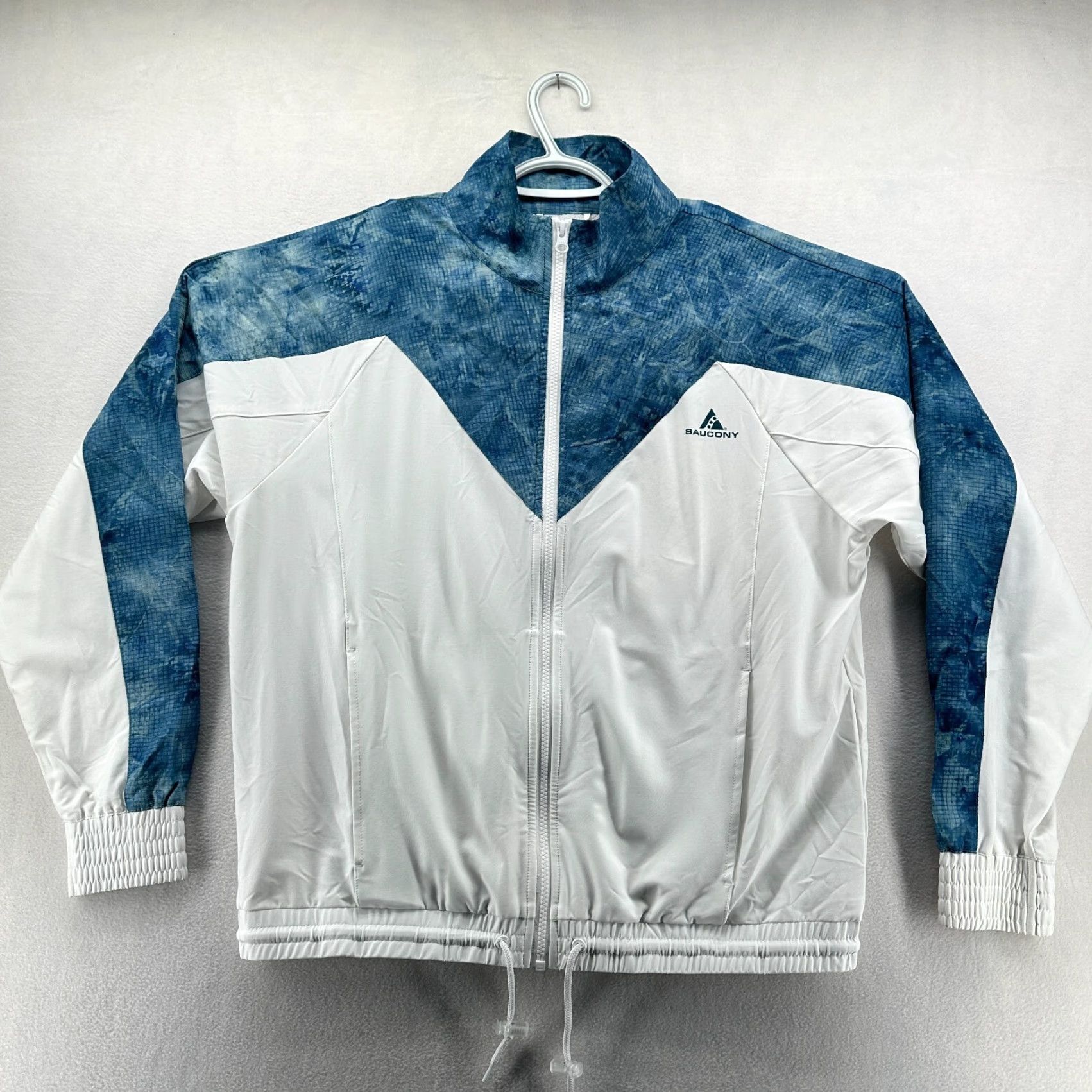 Saucony Saucony Track Jacket White Blue Men's M Full Zip Long Sleeve Pockets Size US M / EU 48-50 / 2 - 2 Thumbnail
