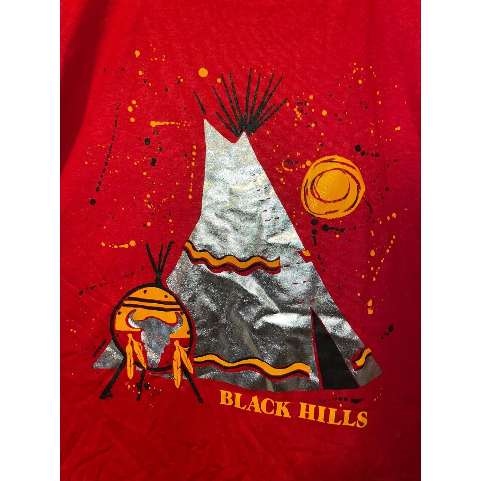 Jerzees Vintage Native American Shirt Black Hills 90s Tee Red VTG L Size US L / EU 52-54 / 3 - 2 Thumbnail