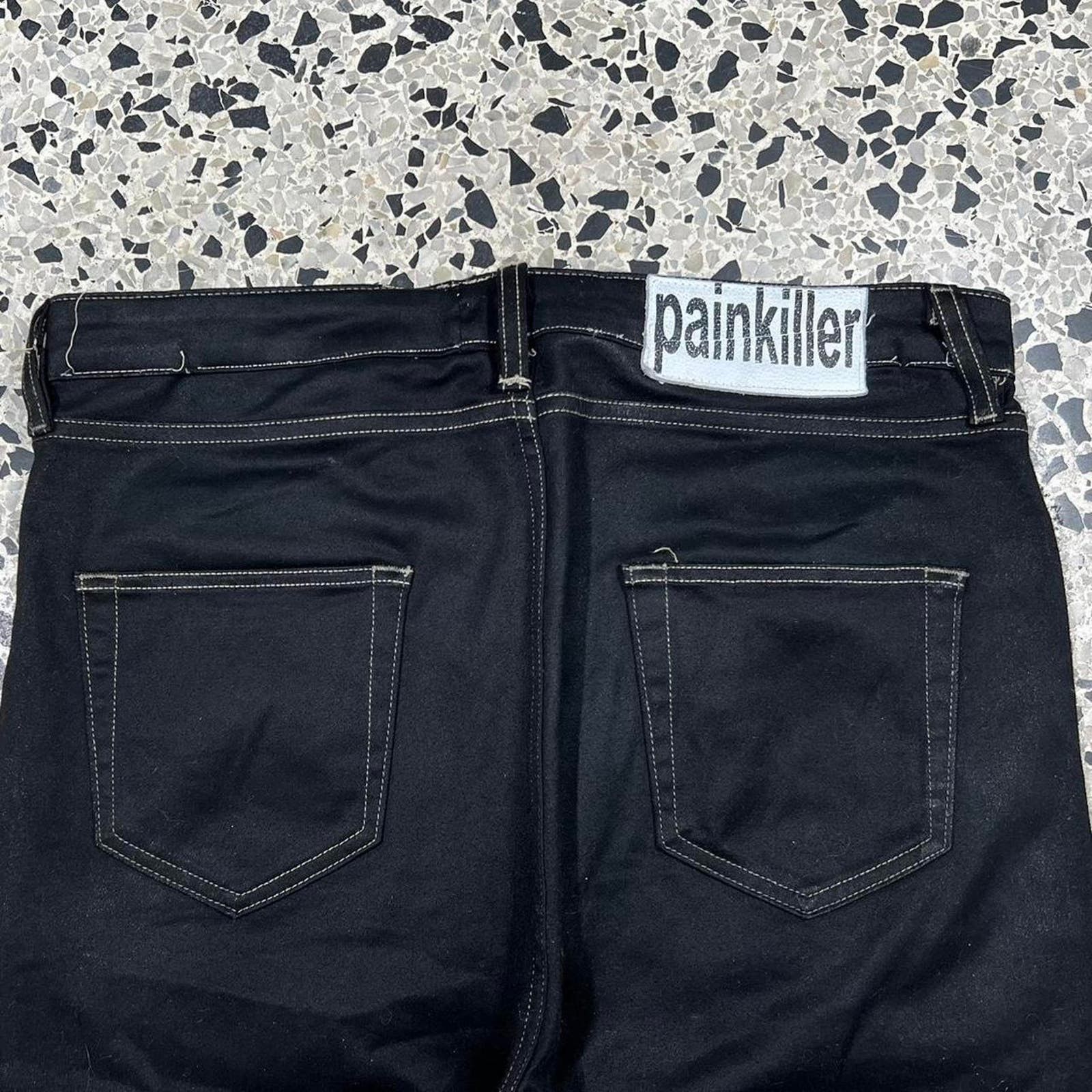 image of Archival Clothing x Joy Divizn Reconstructed Painkiller By Joy Divizn Wax Denim Pants: in Black (Si