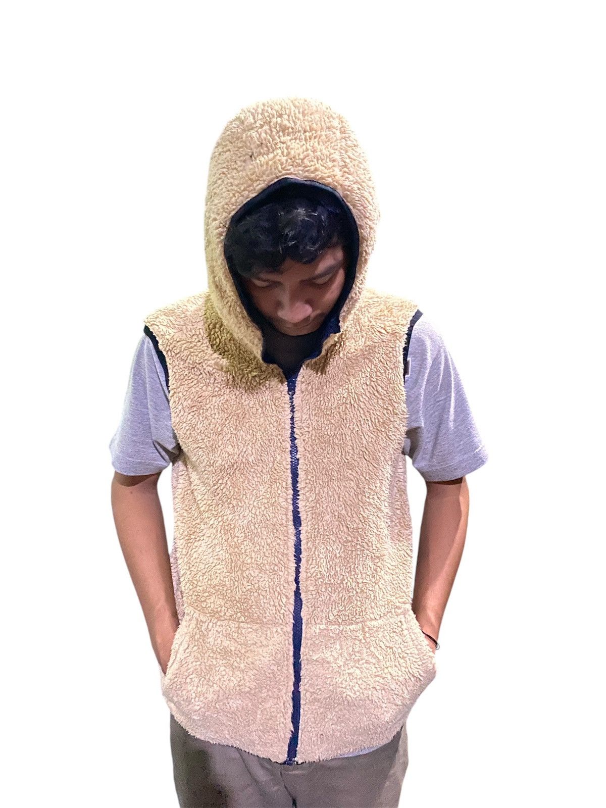 If Six Was Nine × Japanese Brand × Le Grande Bleu (L.G.B.) vest hoodie reversibel sherpa Size US M / EU 48-50 / 2 - 4 Thumbnail