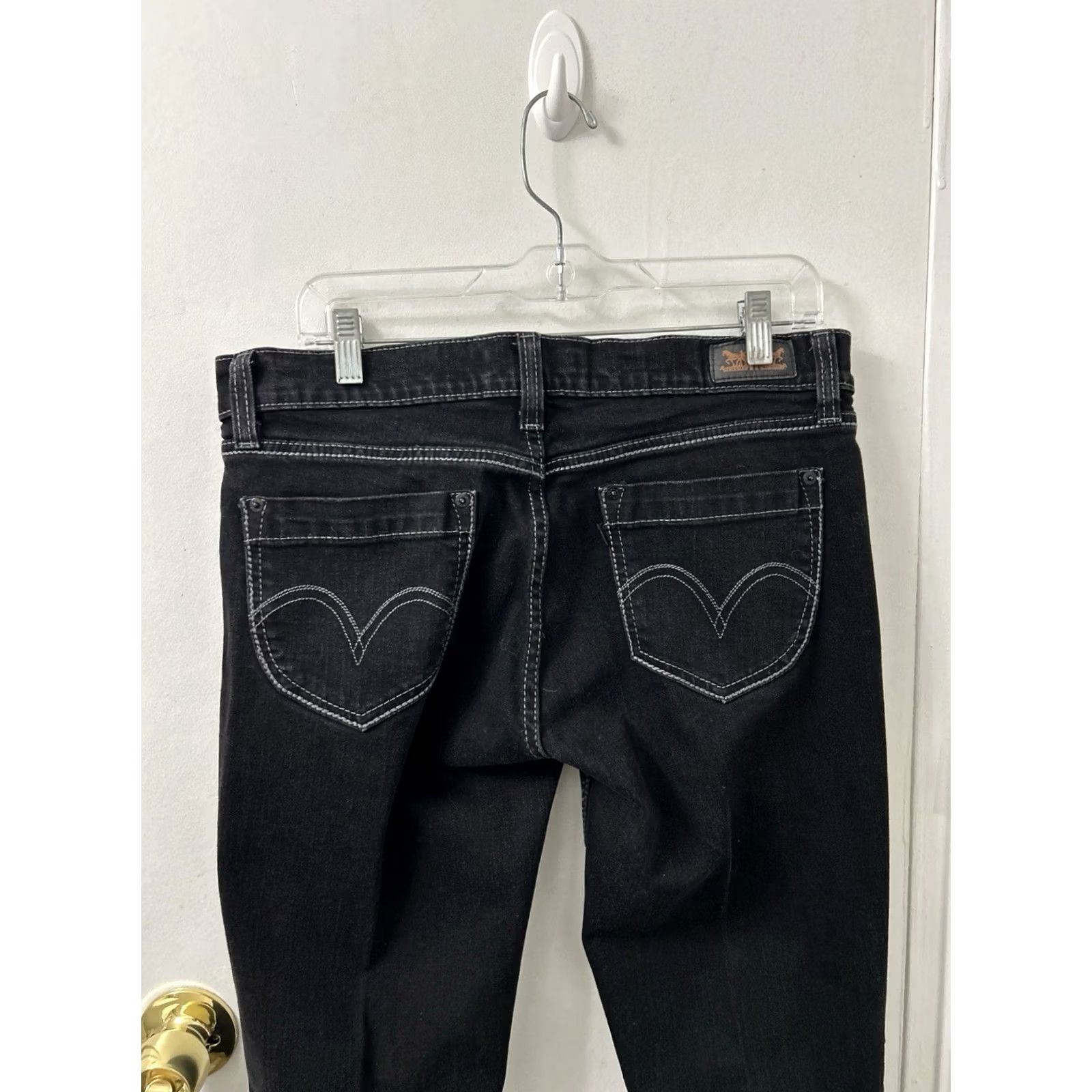 Levi's Levis 524 Too Superlow Jeans Slim Fit Black Contrast Stitching VTG Y2K Womens 13 Size 24" / US 00 / IT 34 - 6 Thumbnail